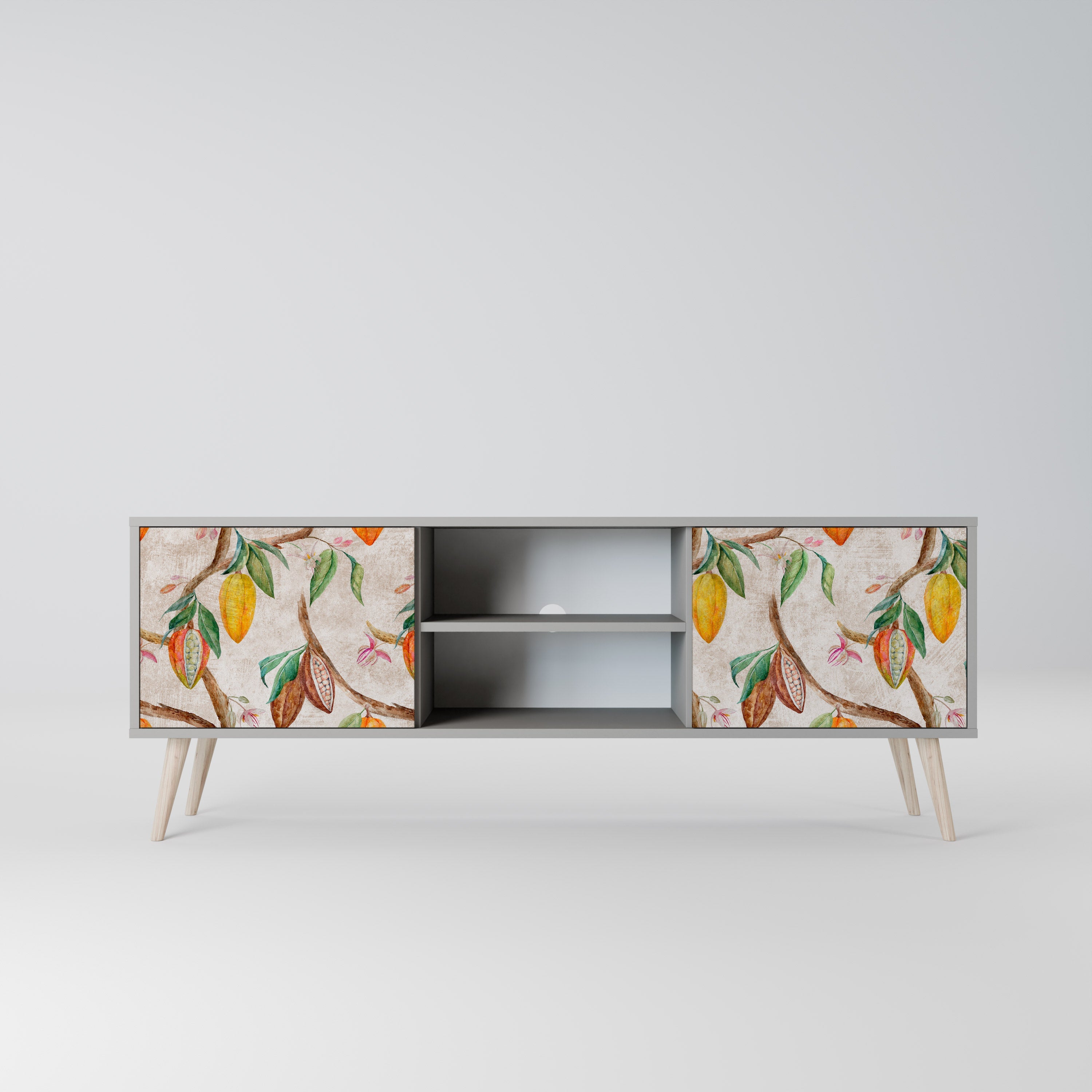 COCOA FRUITS Móvel de TV com 2 Portas em Acabamento Cinzento