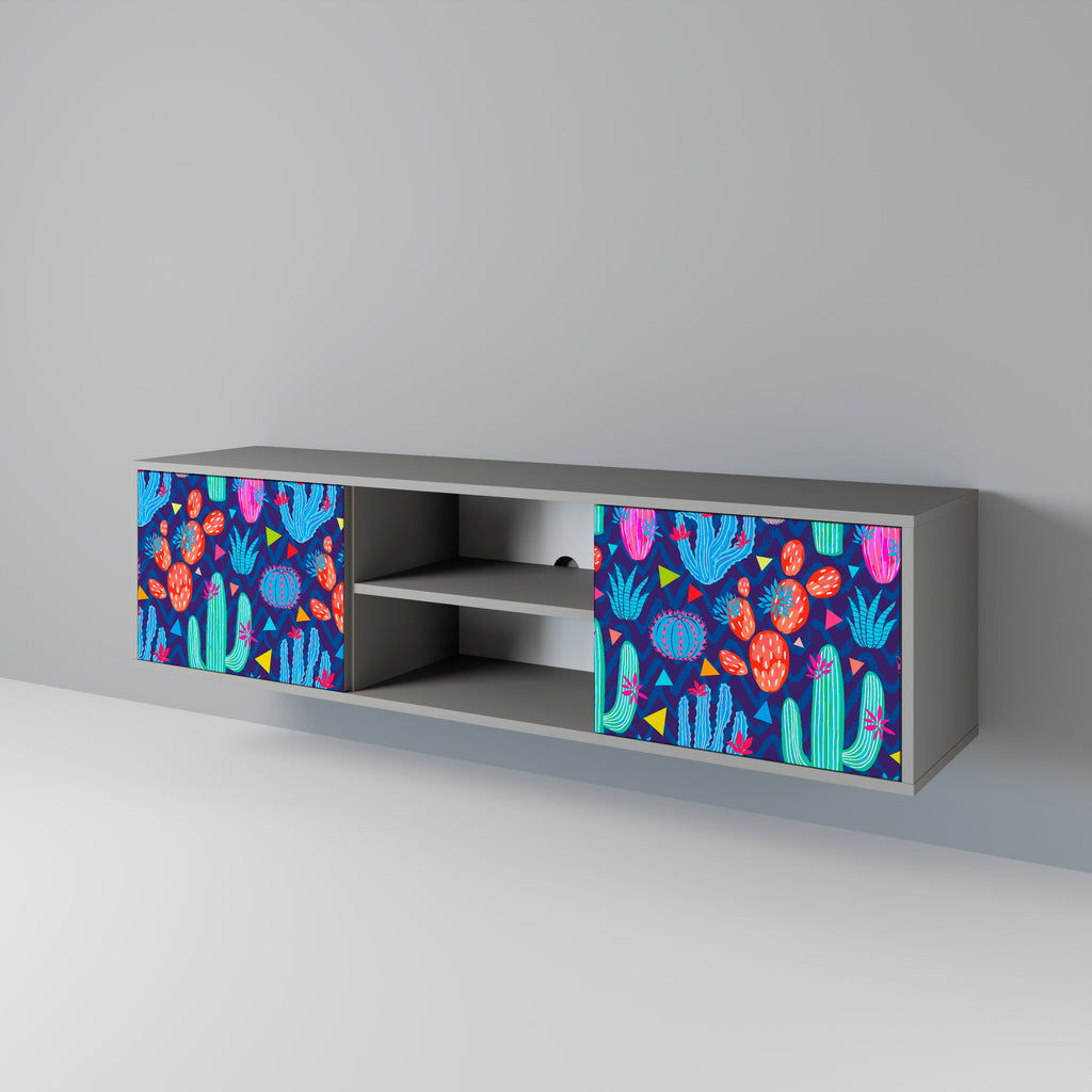 CACTUS VIBES Móvel de TV com 2 Portas em Acabamento Cinzento