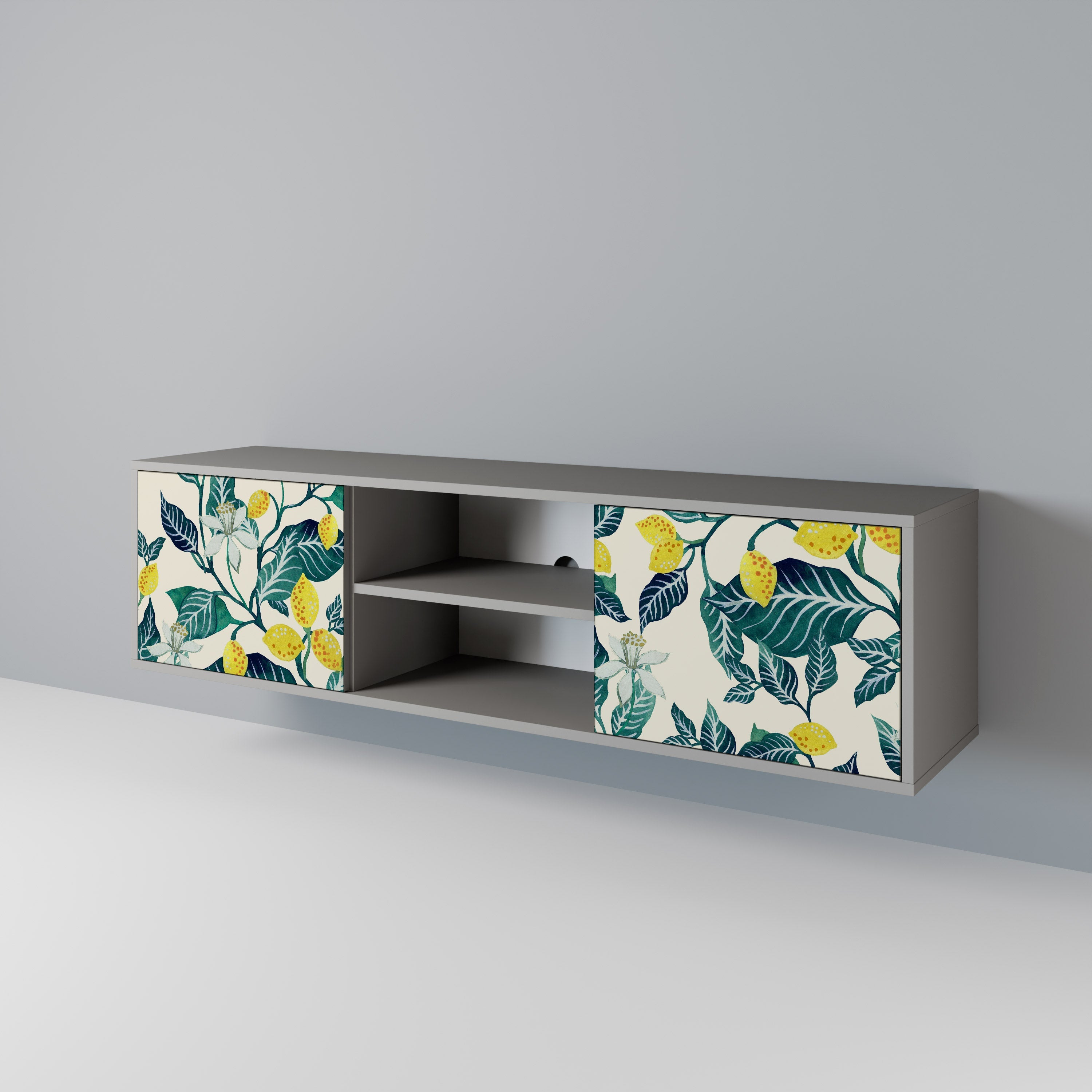 LEMON TREE 2-Door TV Stand in Grey Finish