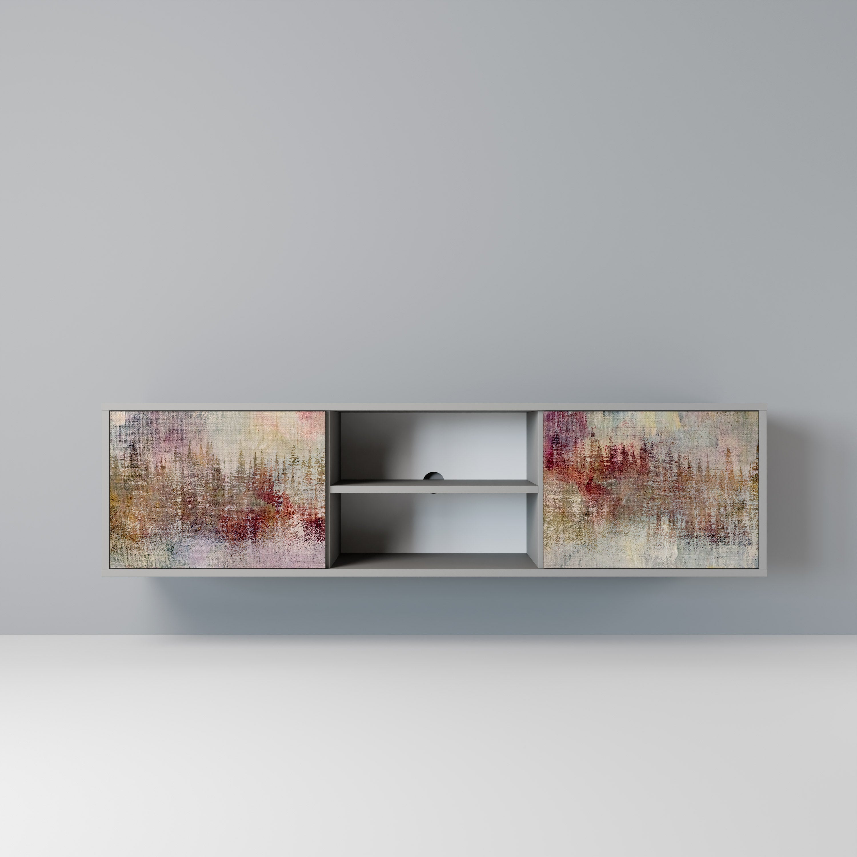 VEILED SUMMIT Móvel de TV com 2 Portas em Acabamento Cinzento