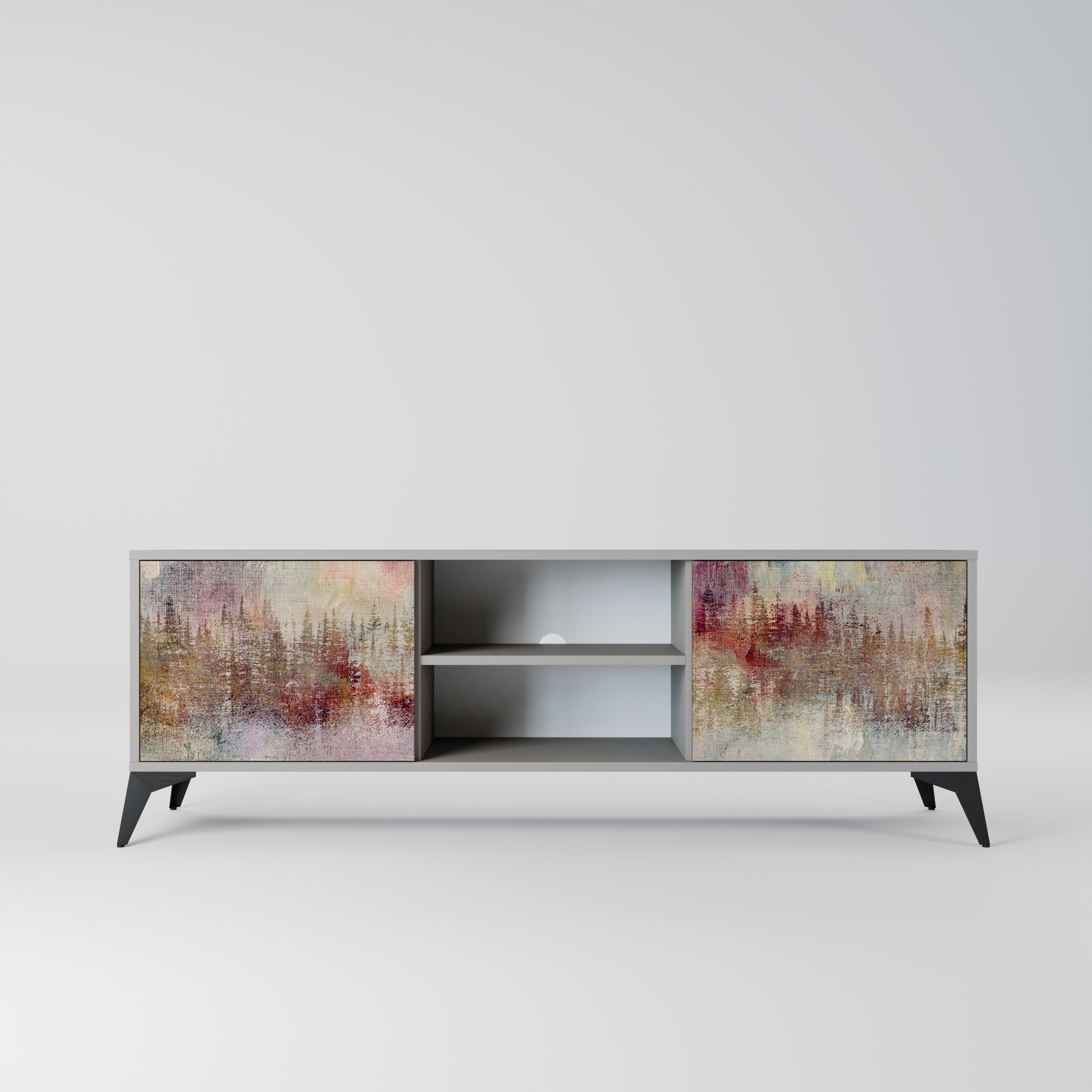 VEILED SUMMIT Móvel de TV com 2 Portas em Acabamento Cinzento