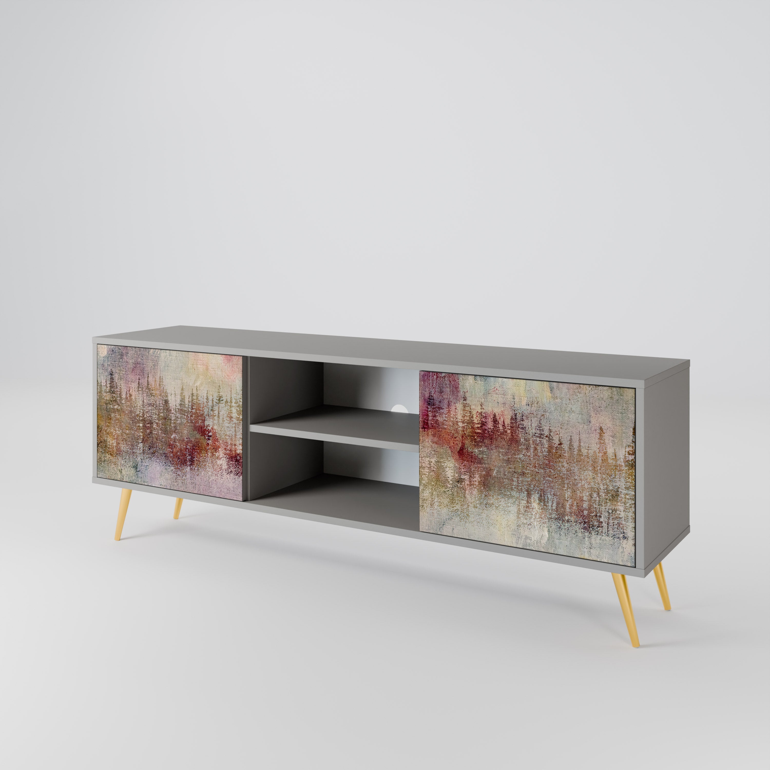 VEILED SUMMIT Móvel de TV com 2 Portas em Acabamento Cinzento