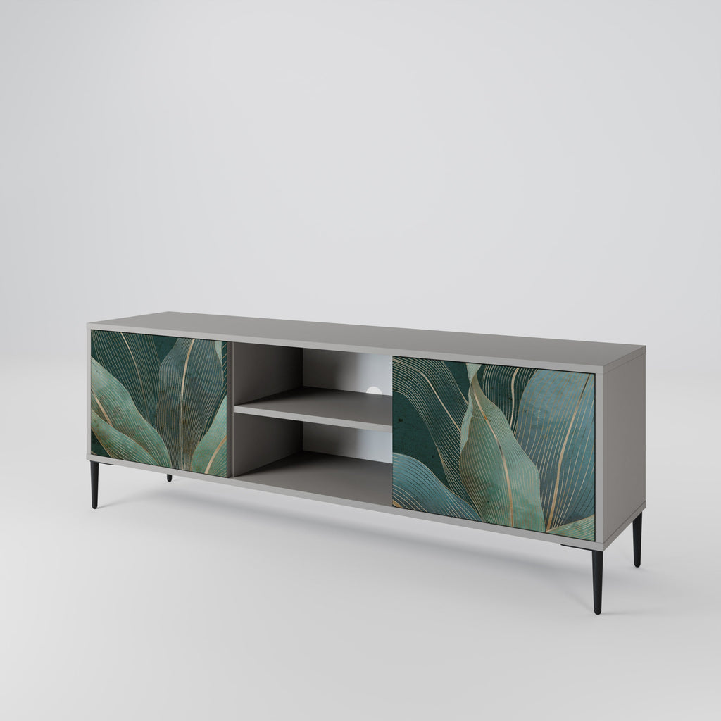 ROYAL GREEN 2-Door TV Stand in Grey Finish