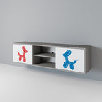 CHILDHOOD MEMORY 2-Door TV Stand in Grey Finish