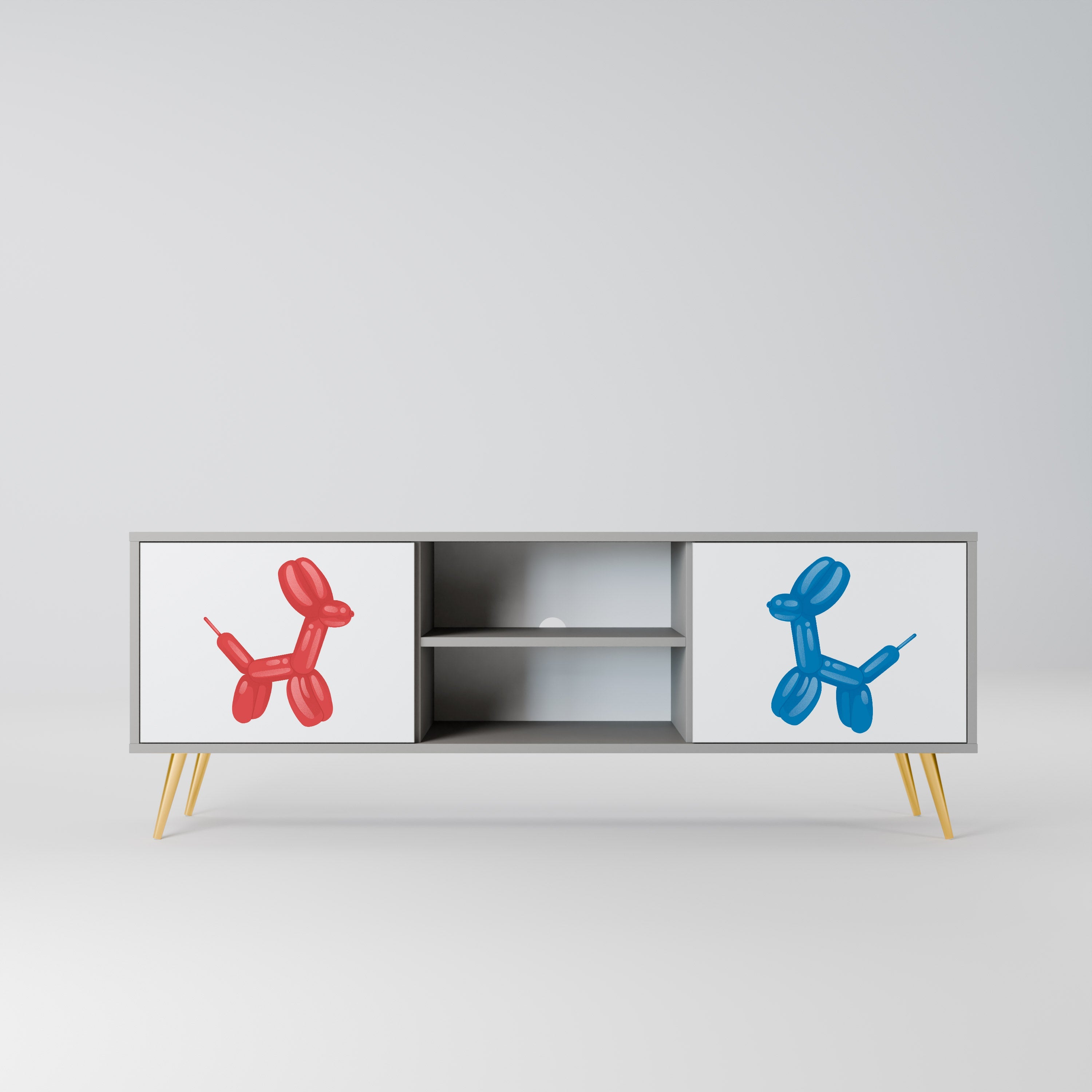 CHILDHOOD MEMORY Móvel de TV com 2 Portas em Acabamento Cinzento