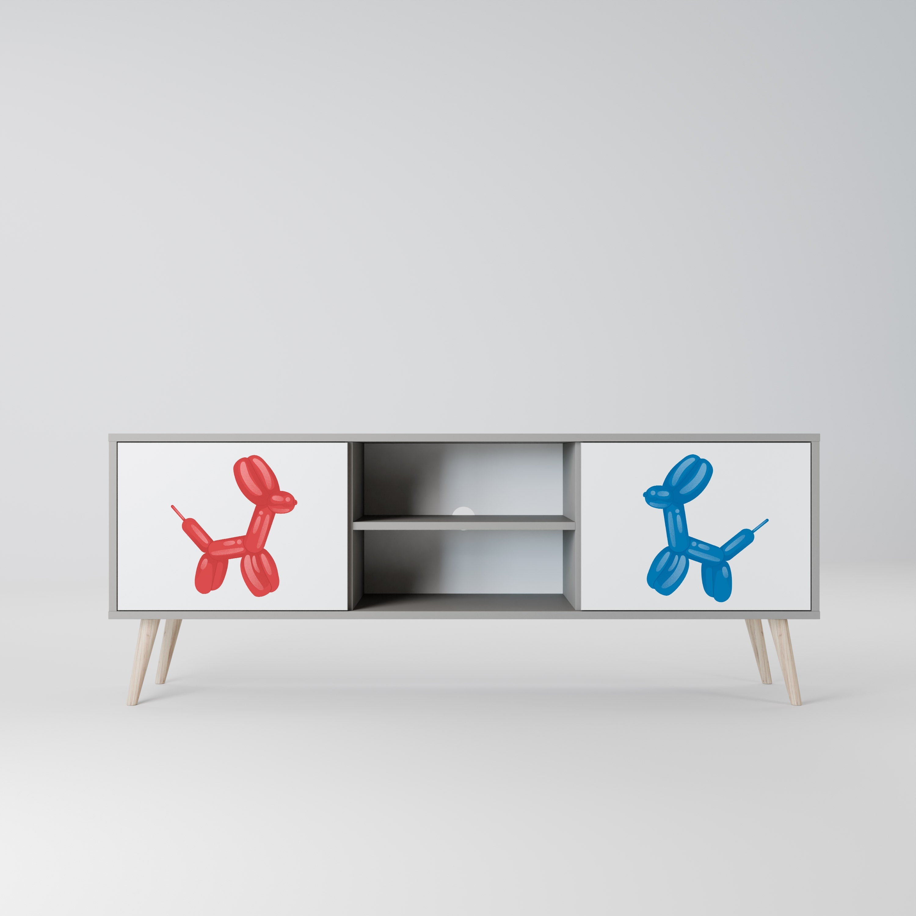 CHILDHOOD MEMORY Móvel de TV com 2 Portas em Acabamento Cinzento