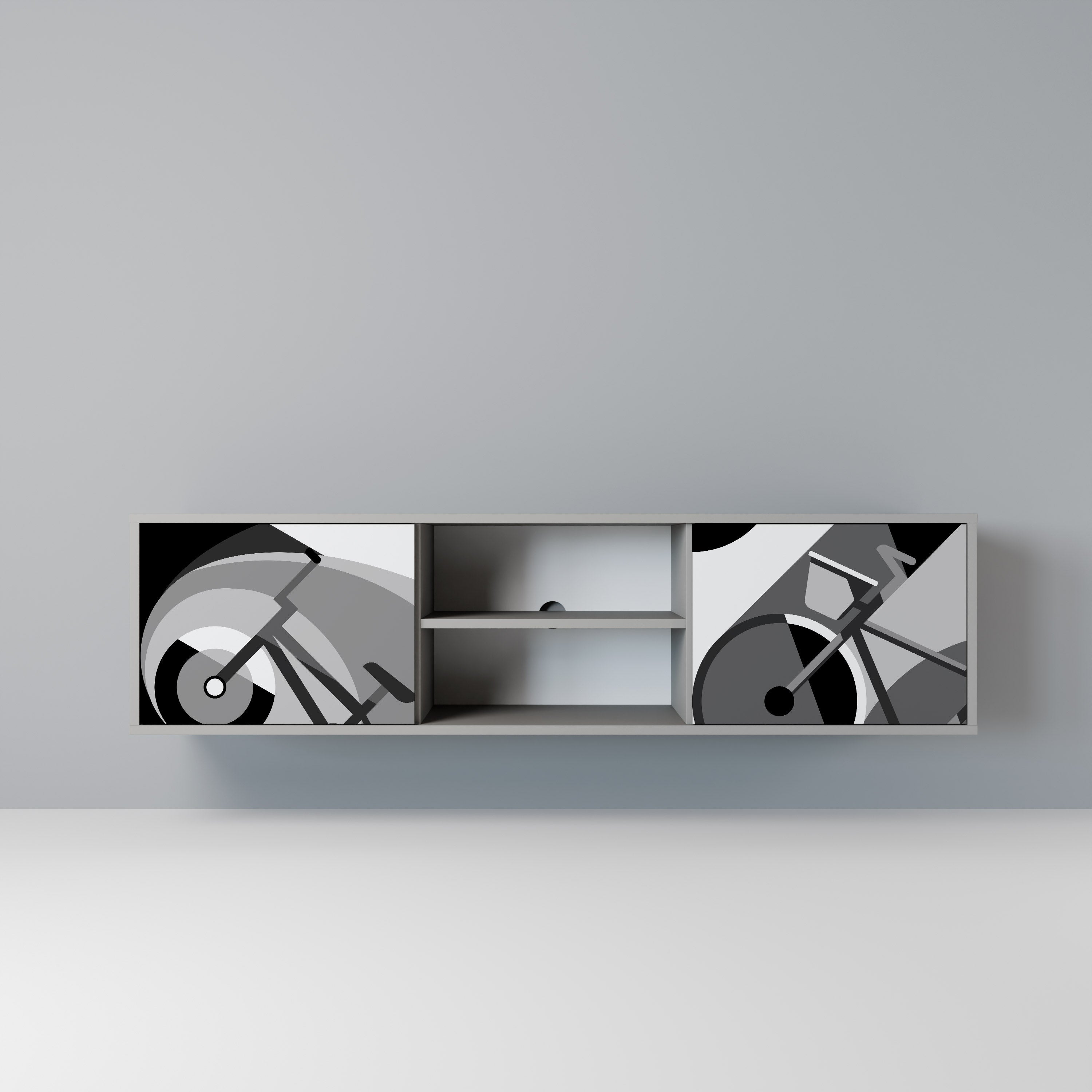 BIKE ENERGY Móvel de TV com 2 Portas em Acabamento Cinzento