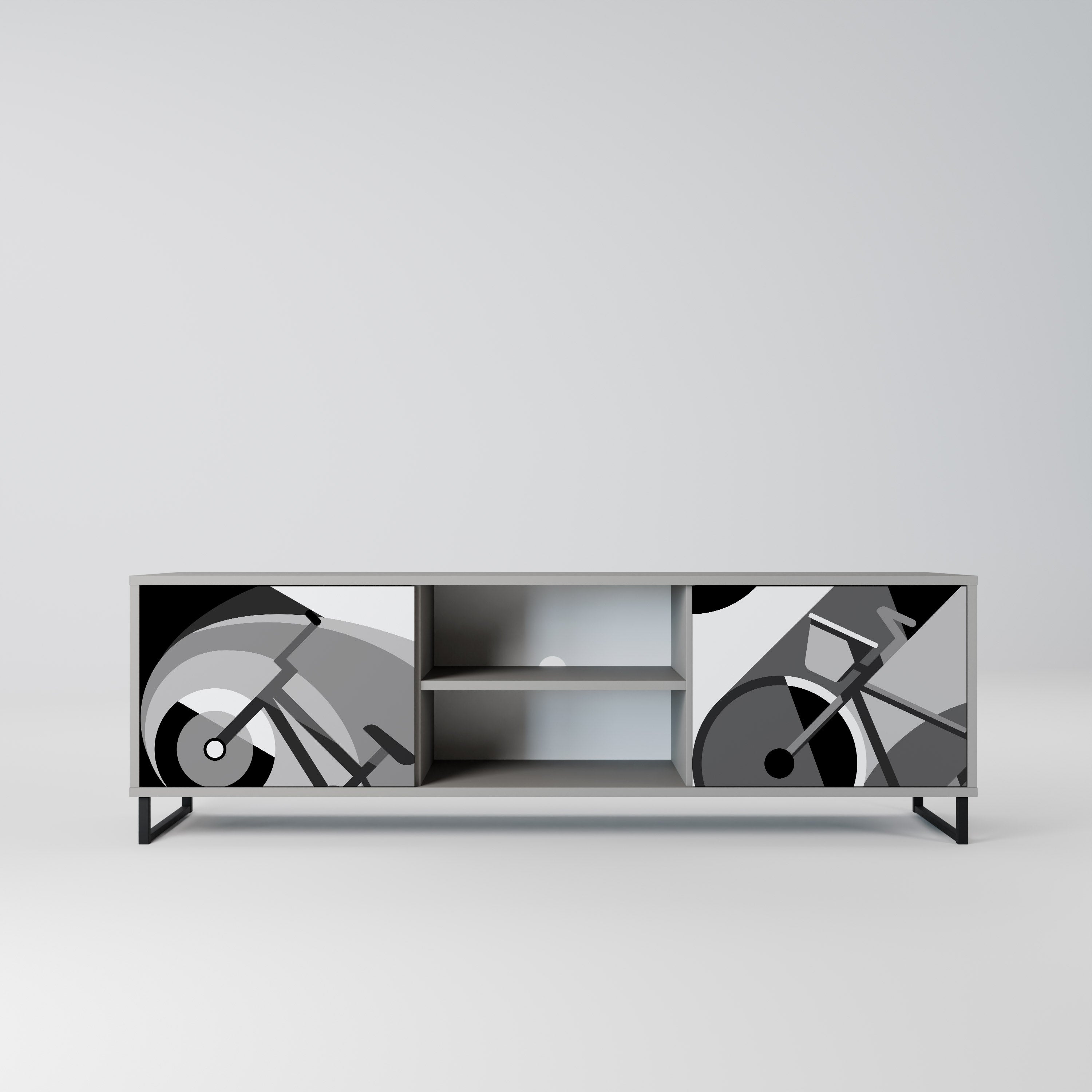 BIKE ENERGY Móvel de TV com 2 Portas em Acabamento Cinzento