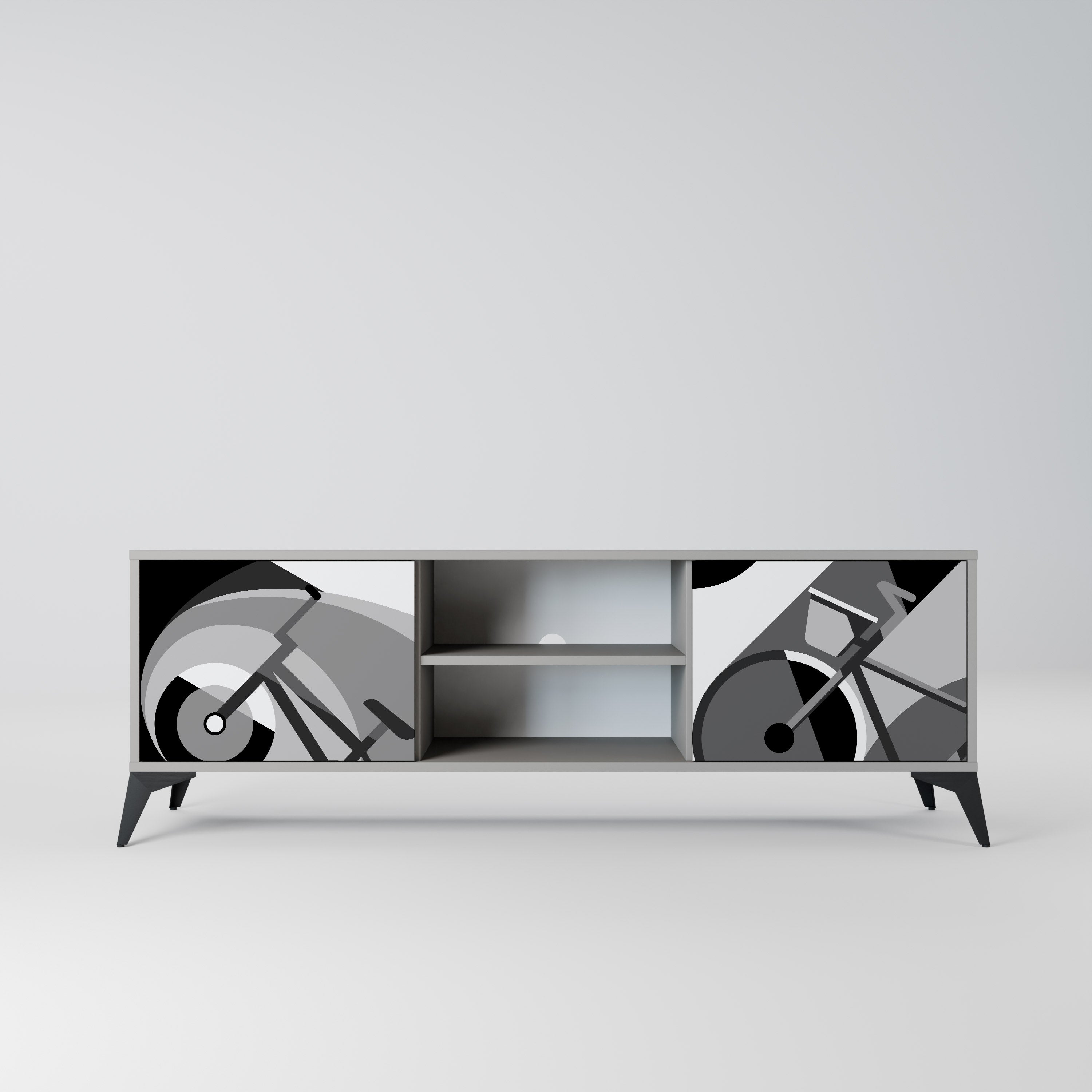 BIKE ENERGY Móvel de TV com 2 Portas em Acabamento Cinzento