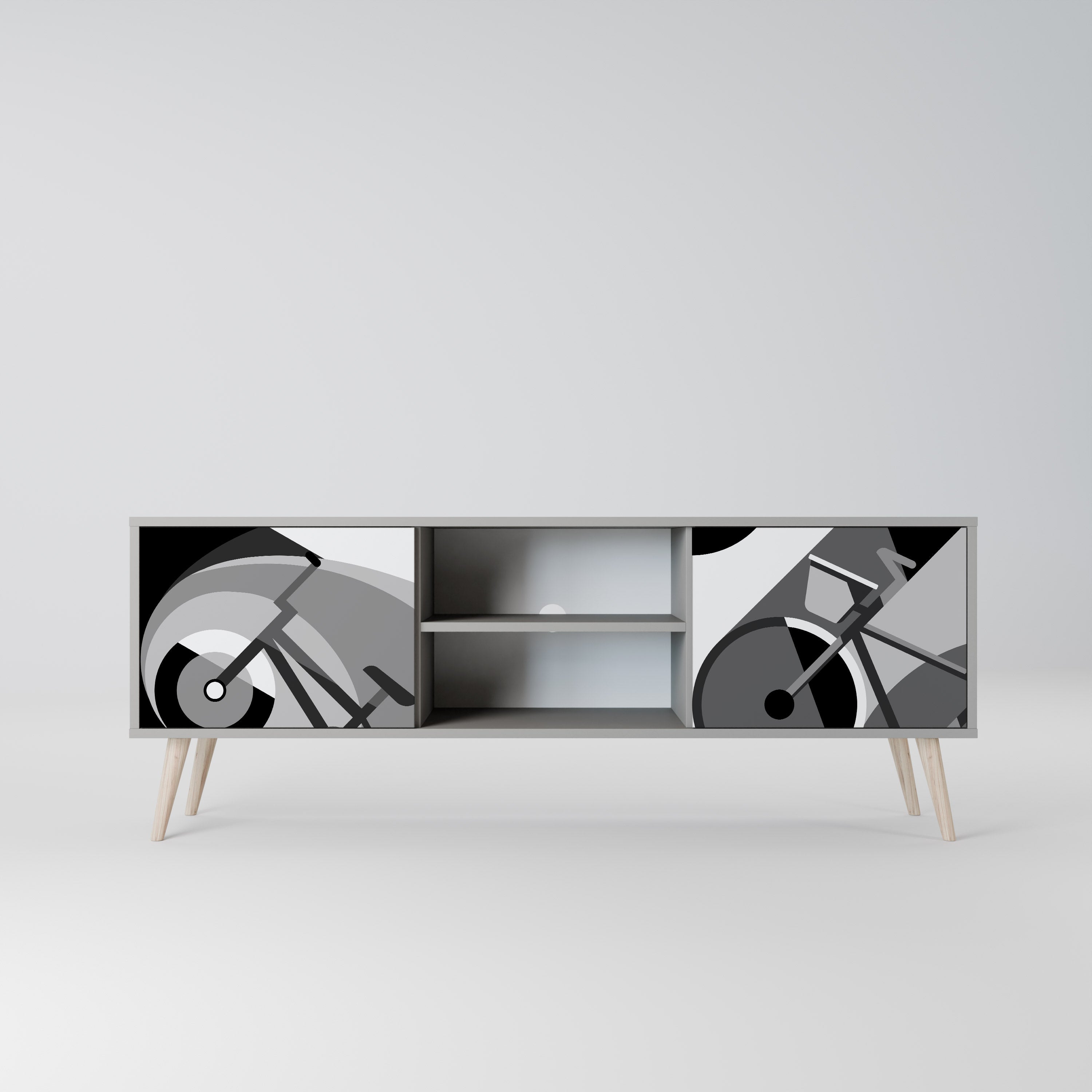 BIKE ENERGY Móvel de TV com 2 Portas em Acabamento Cinzento