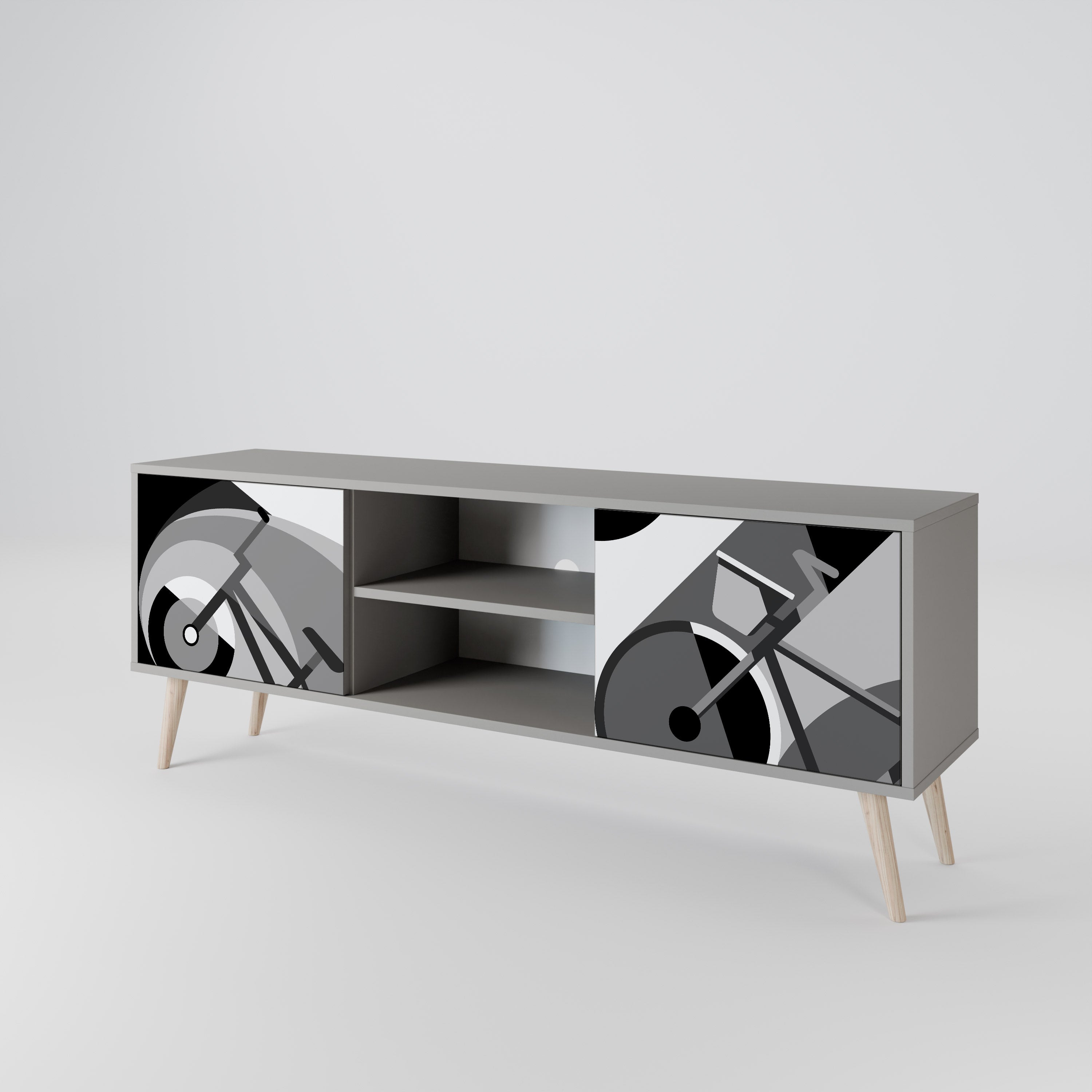BIKE ENERGY Móvel de TV com 2 Portas em Acabamento Cinzento