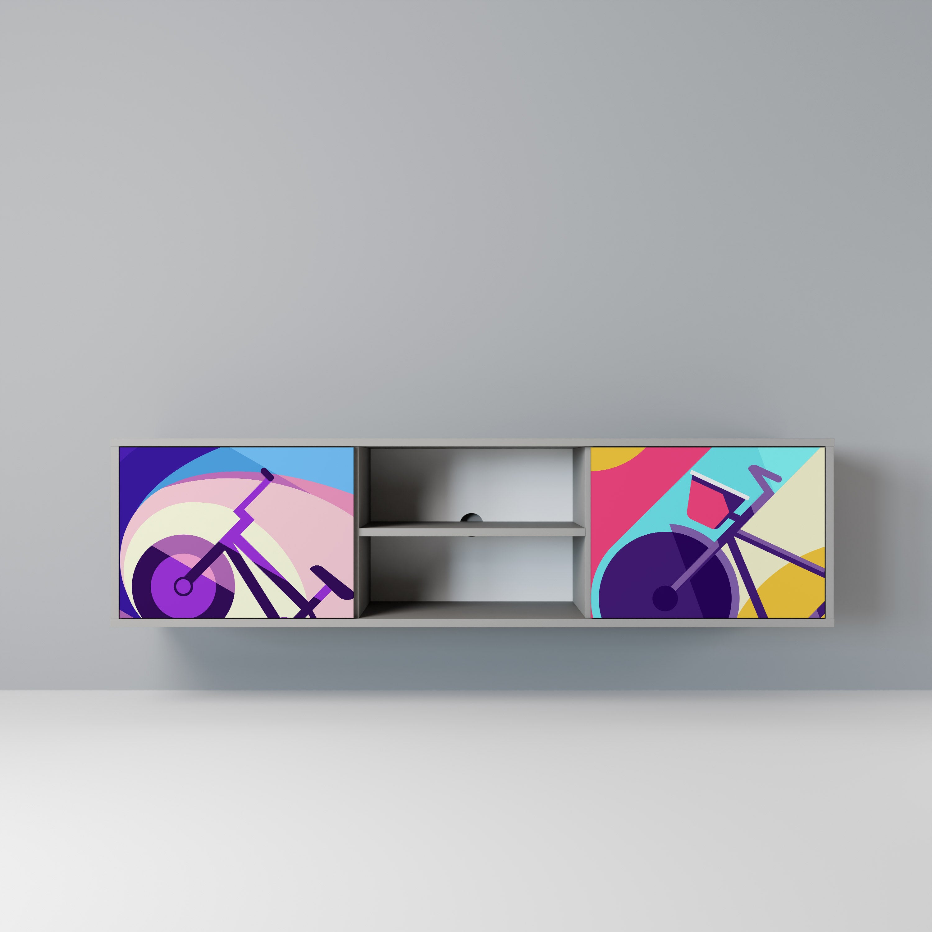 BIKE DREAMS Móvel de TV com 2 Portas em Acabamento Cinzento