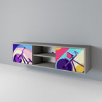 BIKE DREAMS Móvel de TV com 2 Portas em Acabamento Cinzento