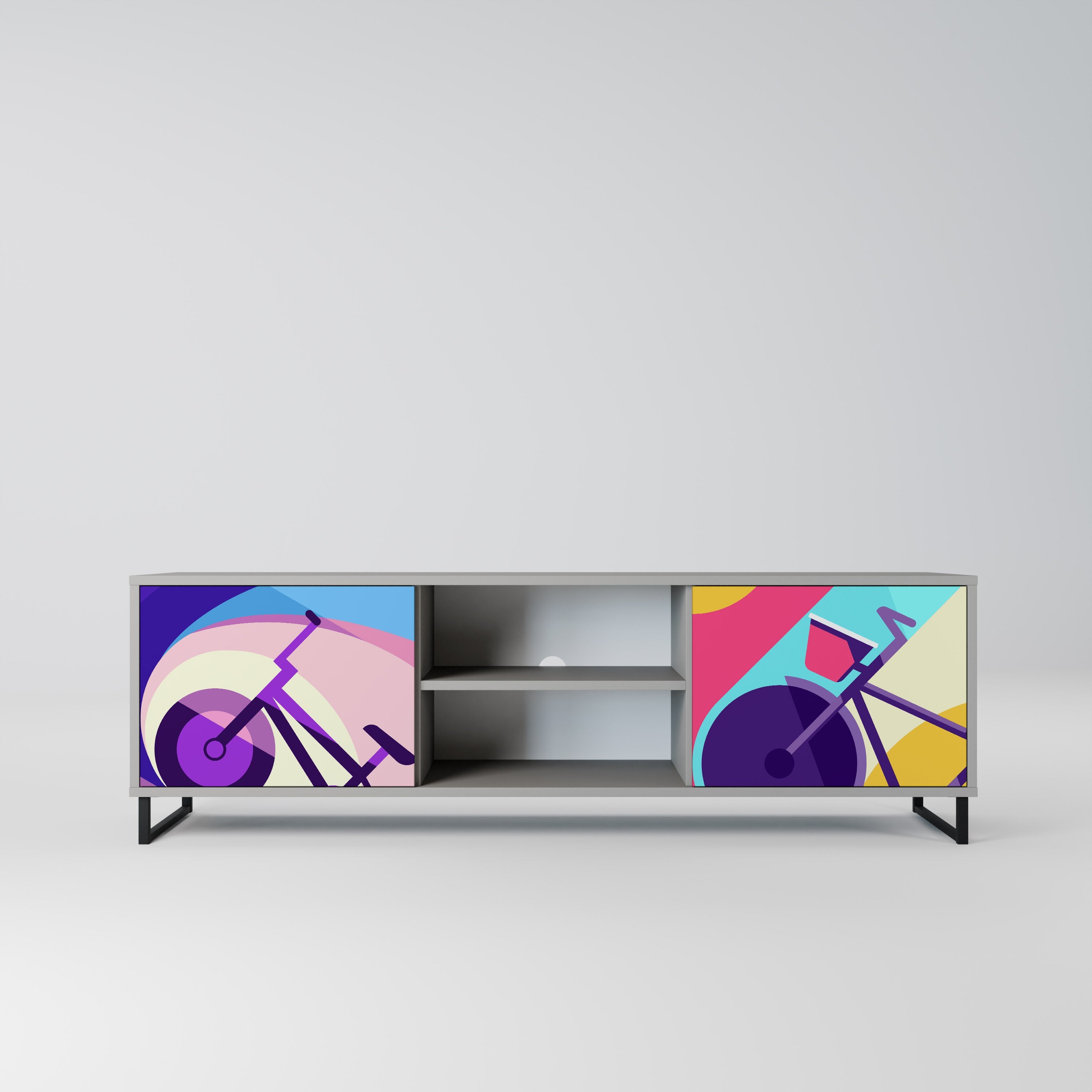 BIKE DREAMS Móvel de TV com 2 Portas em Acabamento Cinzento