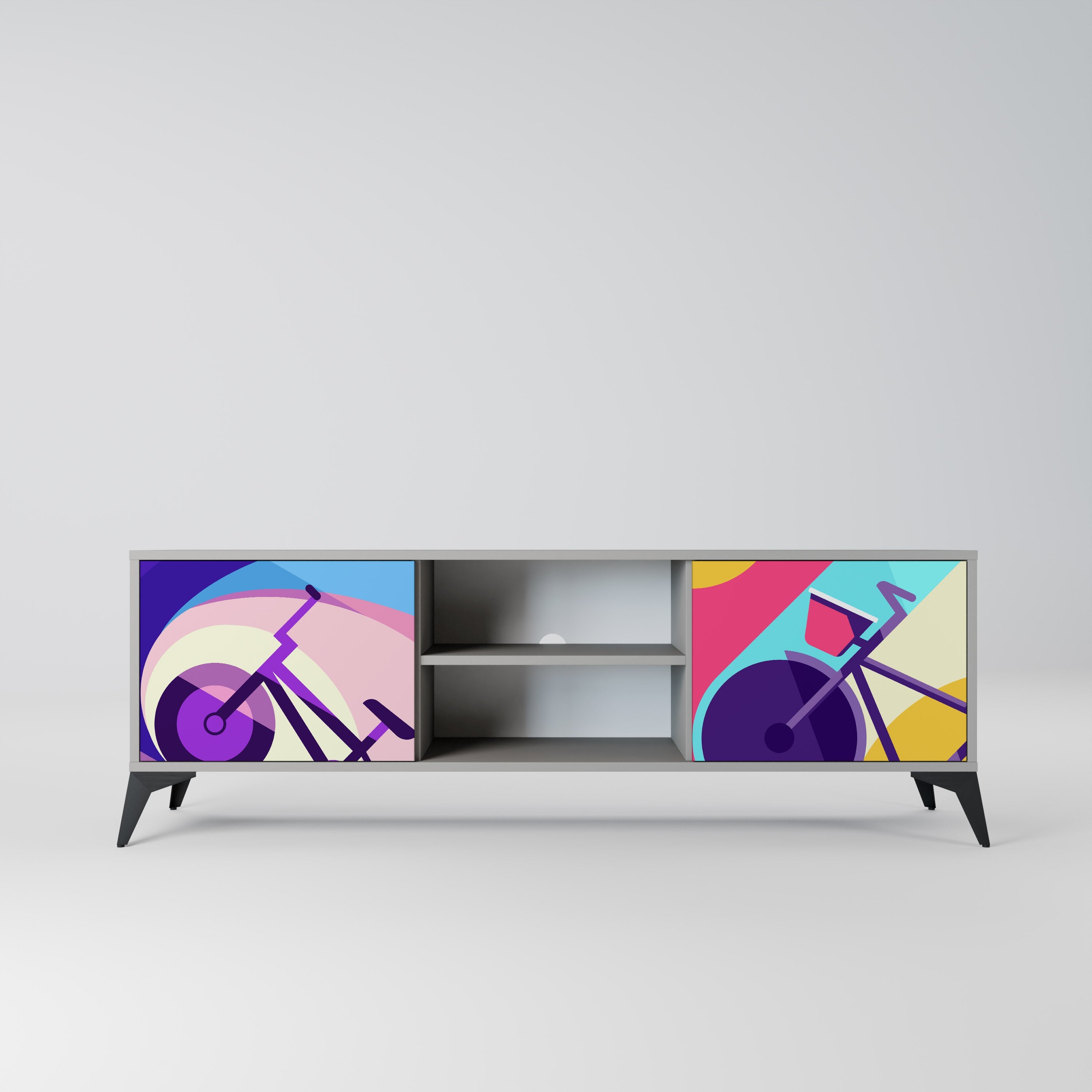 BIKE DREAMS Móvel de TV com 2 Portas em Acabamento Cinzento