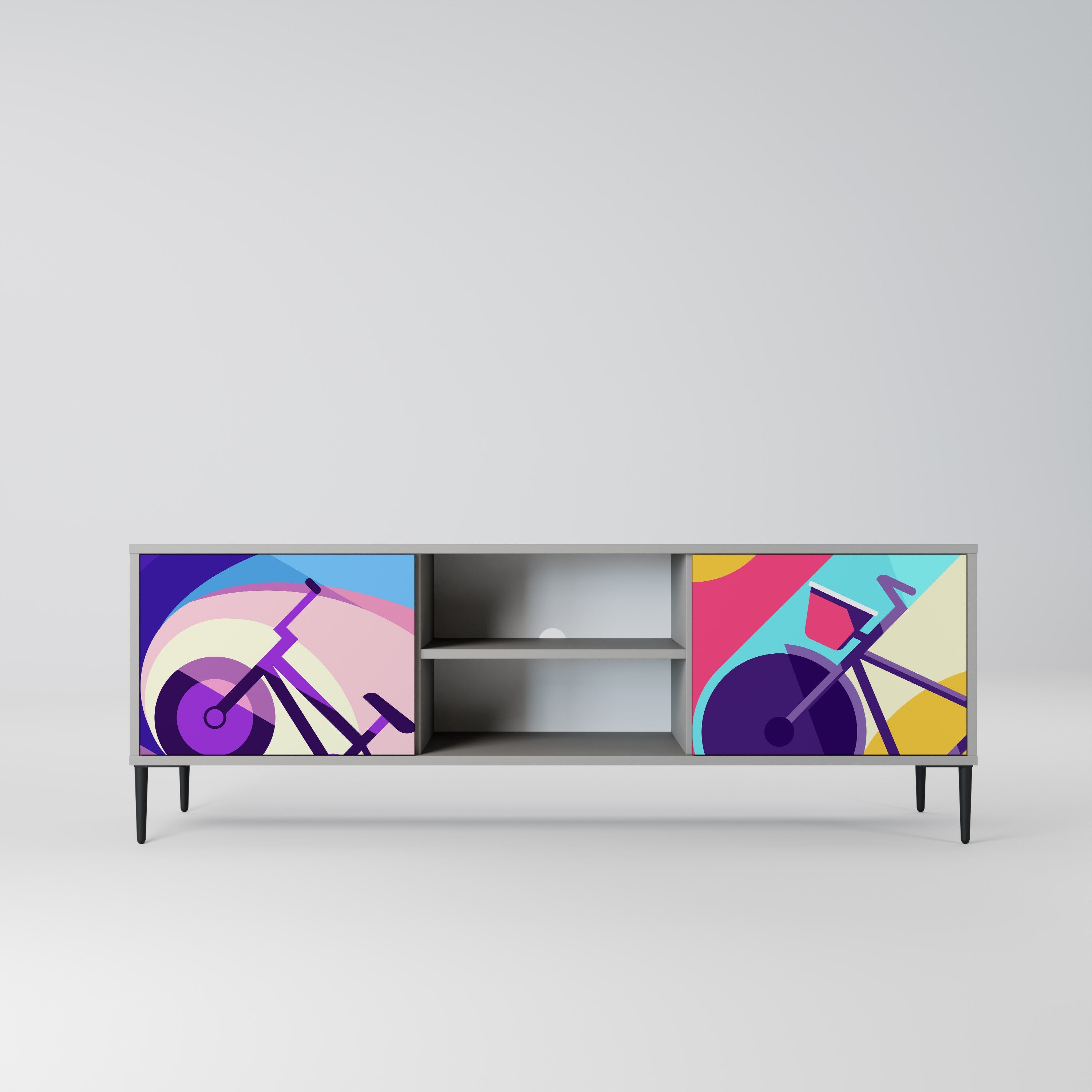 BIKE DREAMS Móvel de TV com 2 Portas em Acabamento Cinzento