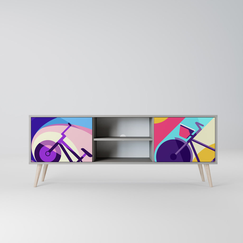 BIKE DREAMS Móvel de TV com 2 Portas em Acabamento Cinzento