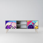 BIKE DREAMS Móvel de TV com 2 Portas em Acabamento Cinzento