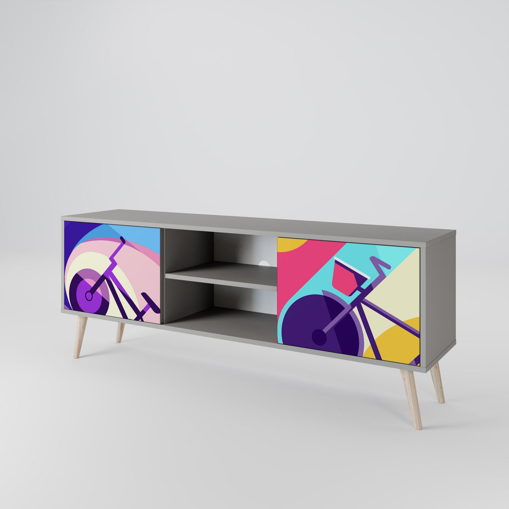 BIKE DREAMS Móvel de TV com 2 Portas em Acabamento Cinzento