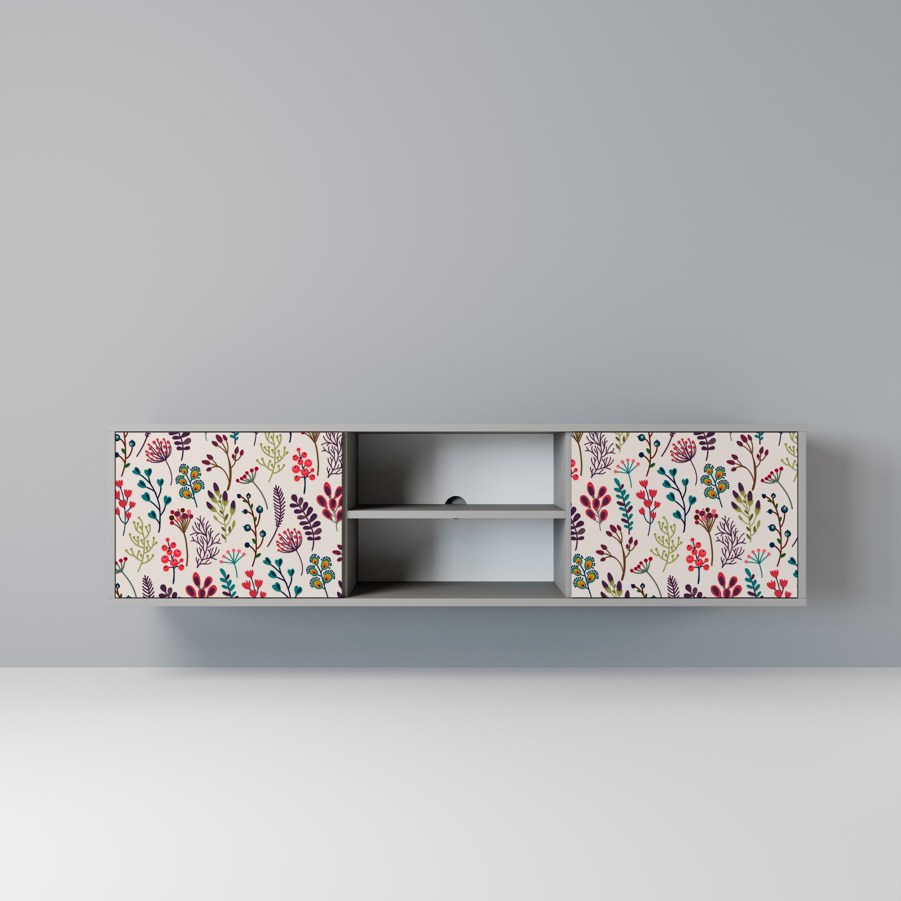 AUTUMN SUNDRIES Móvel de TV com 2 Portas em Acabamento Cinzento