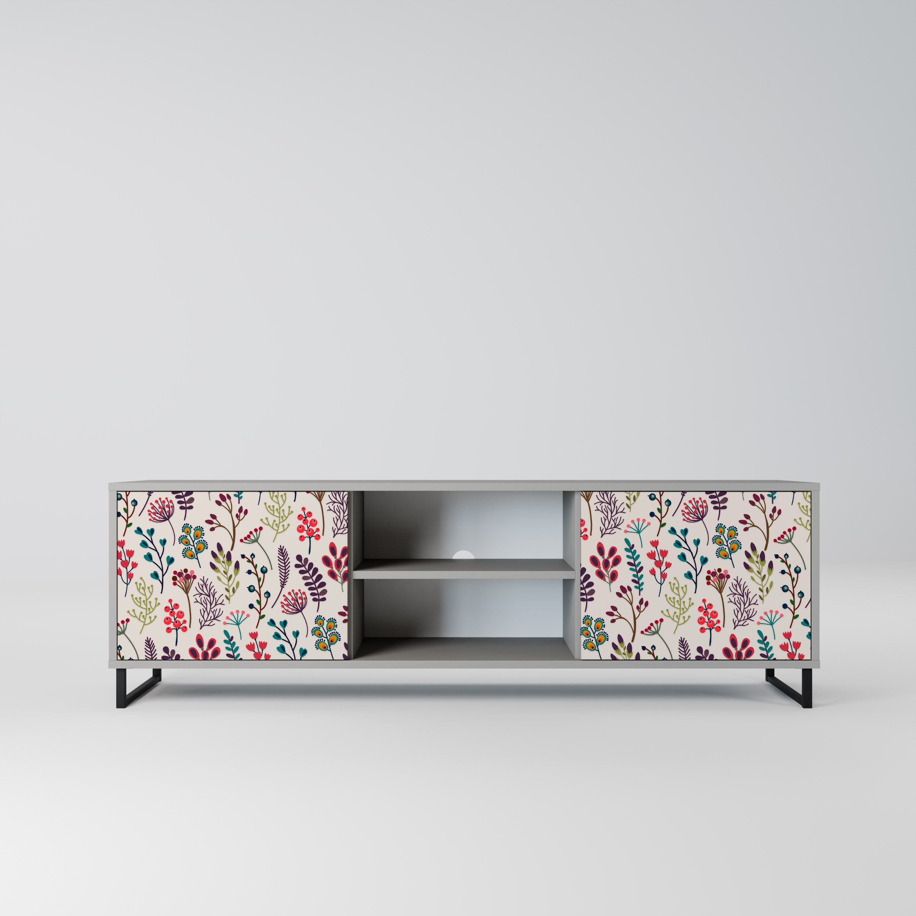 AUTUMN SUNDRIES Móvel de TV com 2 Portas em Acabamento Cinzento