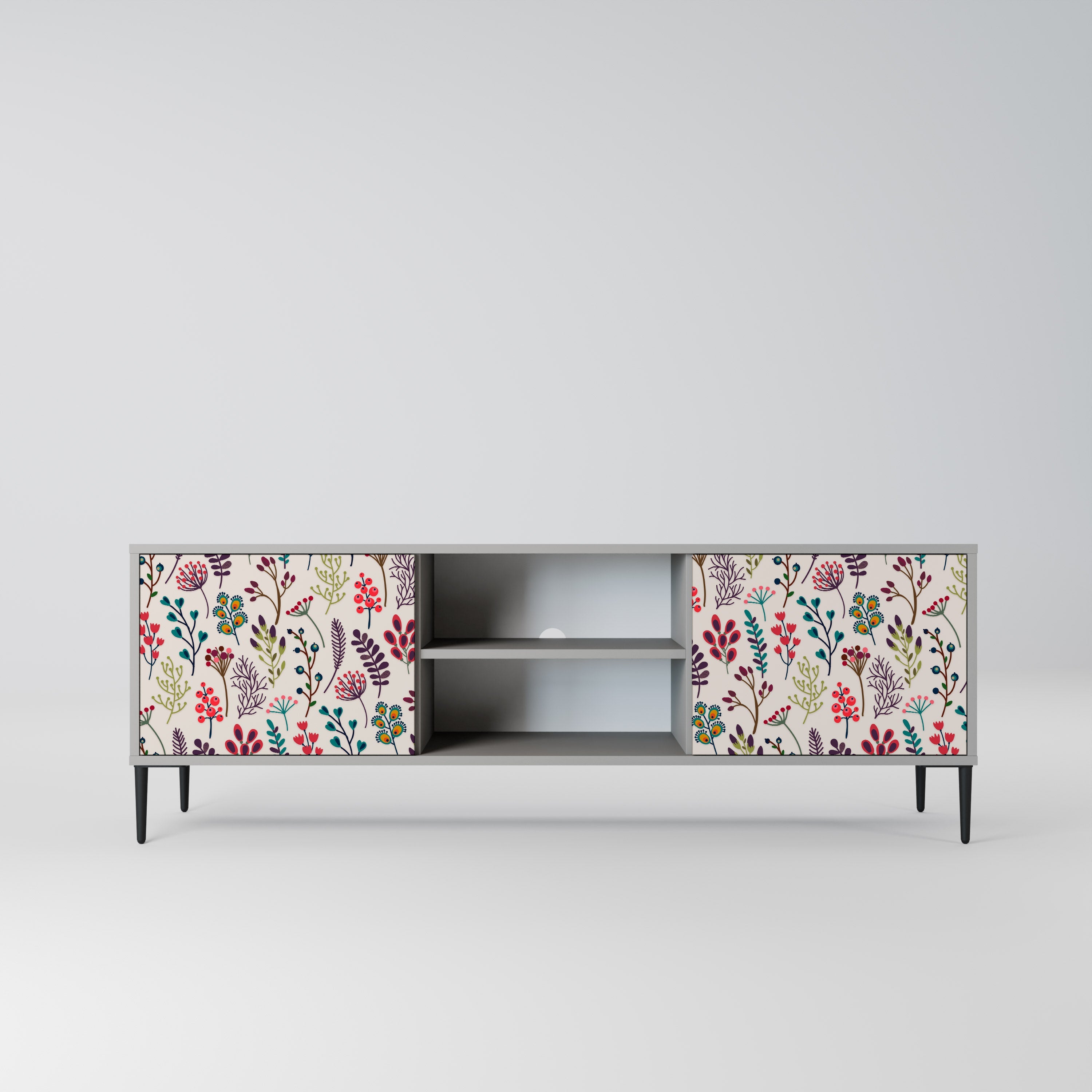 AUTUMN SUNDRIES Móvel de TV com 2 Portas em Acabamento Cinzento