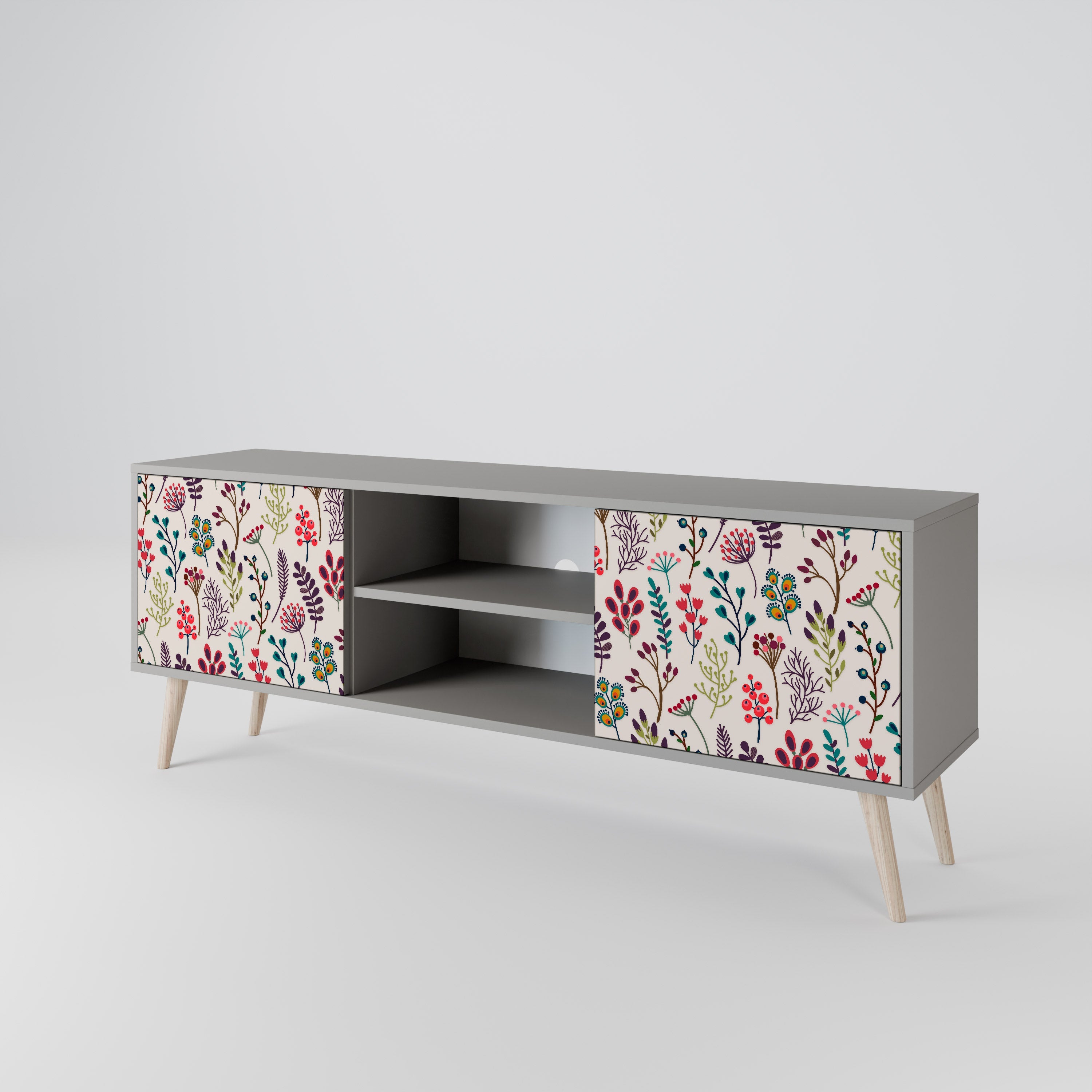 AUTUMN SUNDRIES Móvel de TV com 2 Portas em Acabamento Cinzento