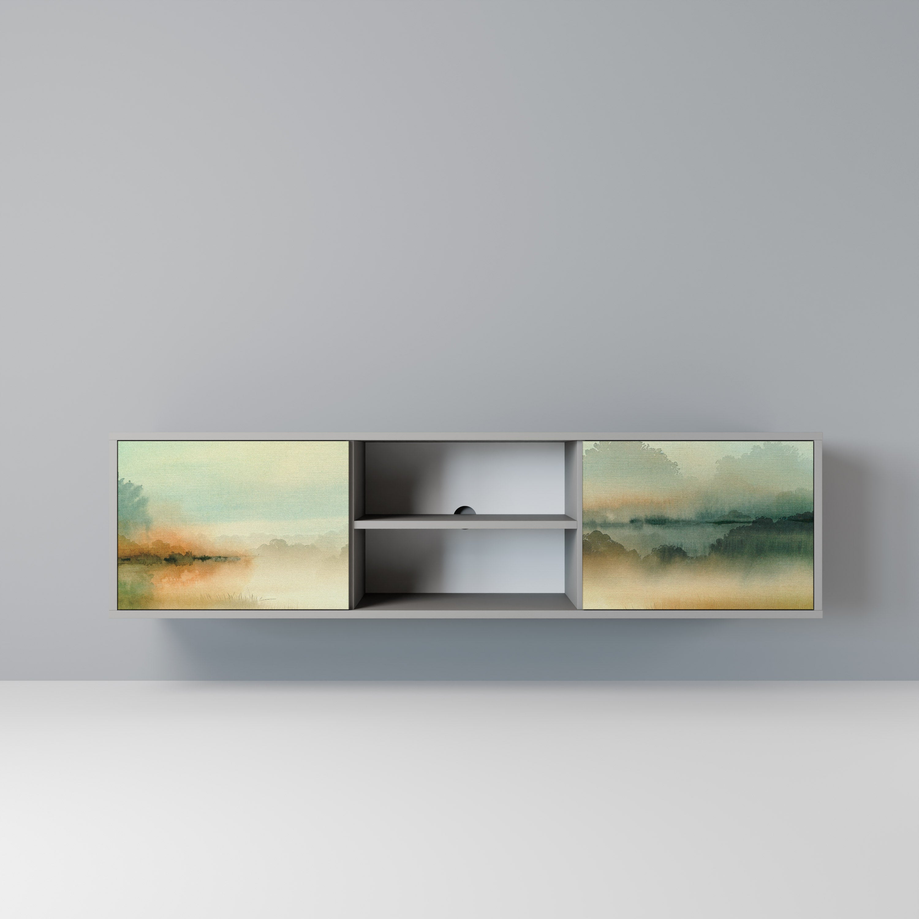 MORNING BY THE LAKE Móvel de TV com 2 Portas em Acabamento Cinzento