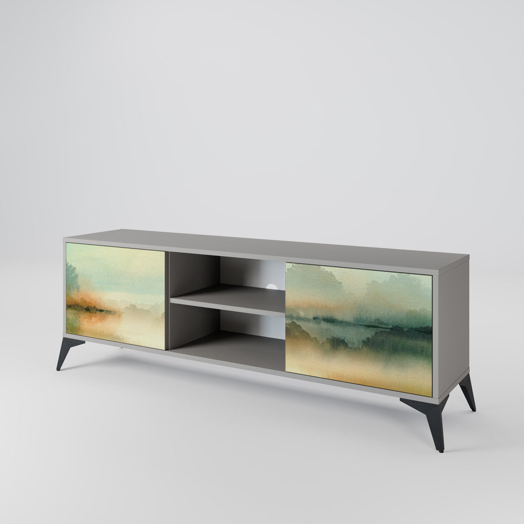 MORNING BY THE LAKE 2-Door TV Stand in Grey Finish