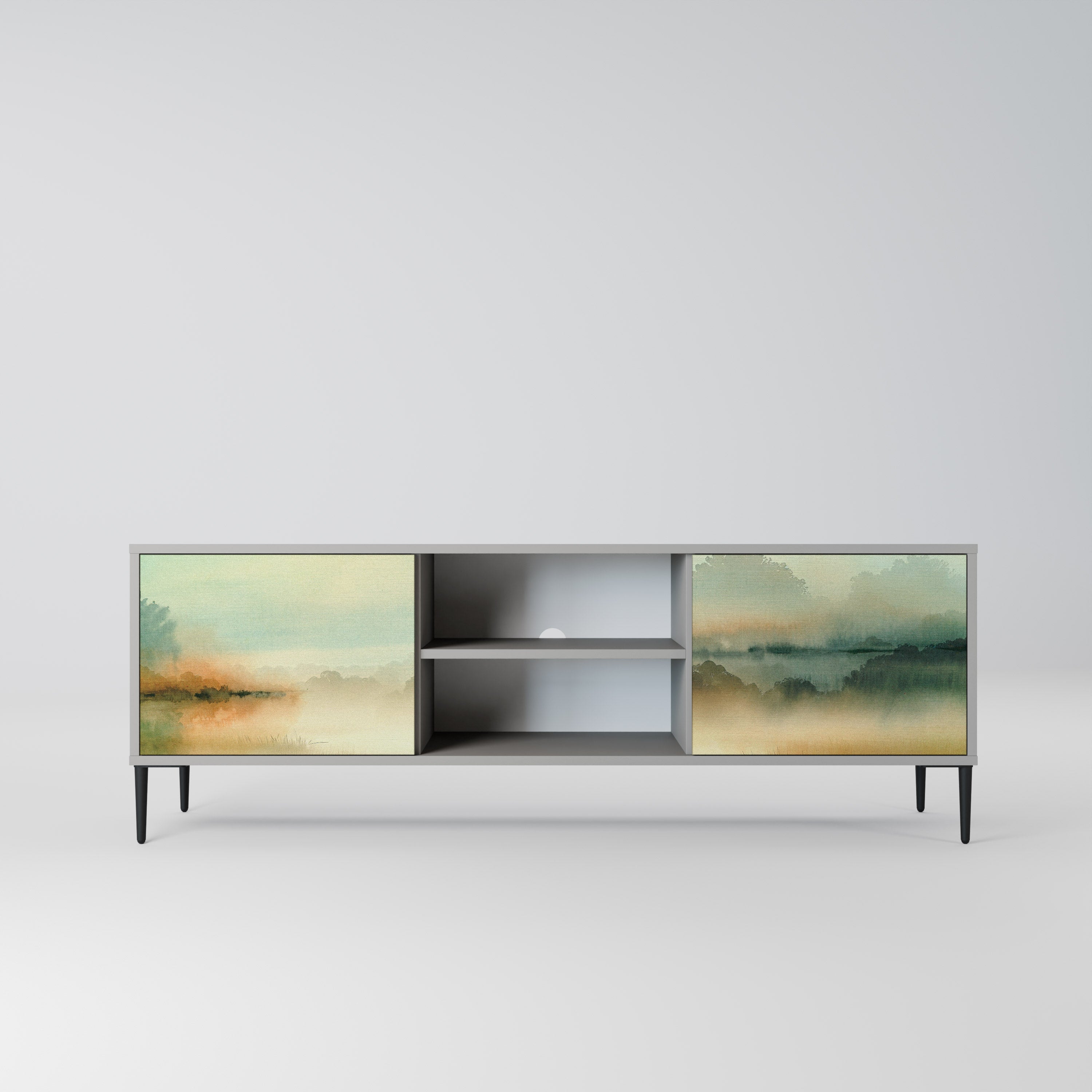 MORNING BY THE LAKE Móvel de TV com 2 Portas em Acabamento Cinzento