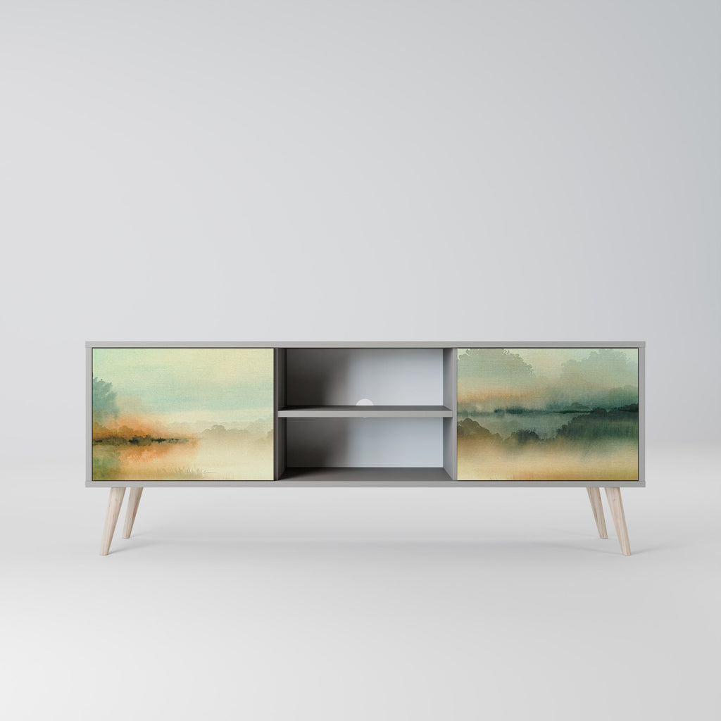 MORNING BY THE LAKE 2-Door TV Stand in Grey Finish