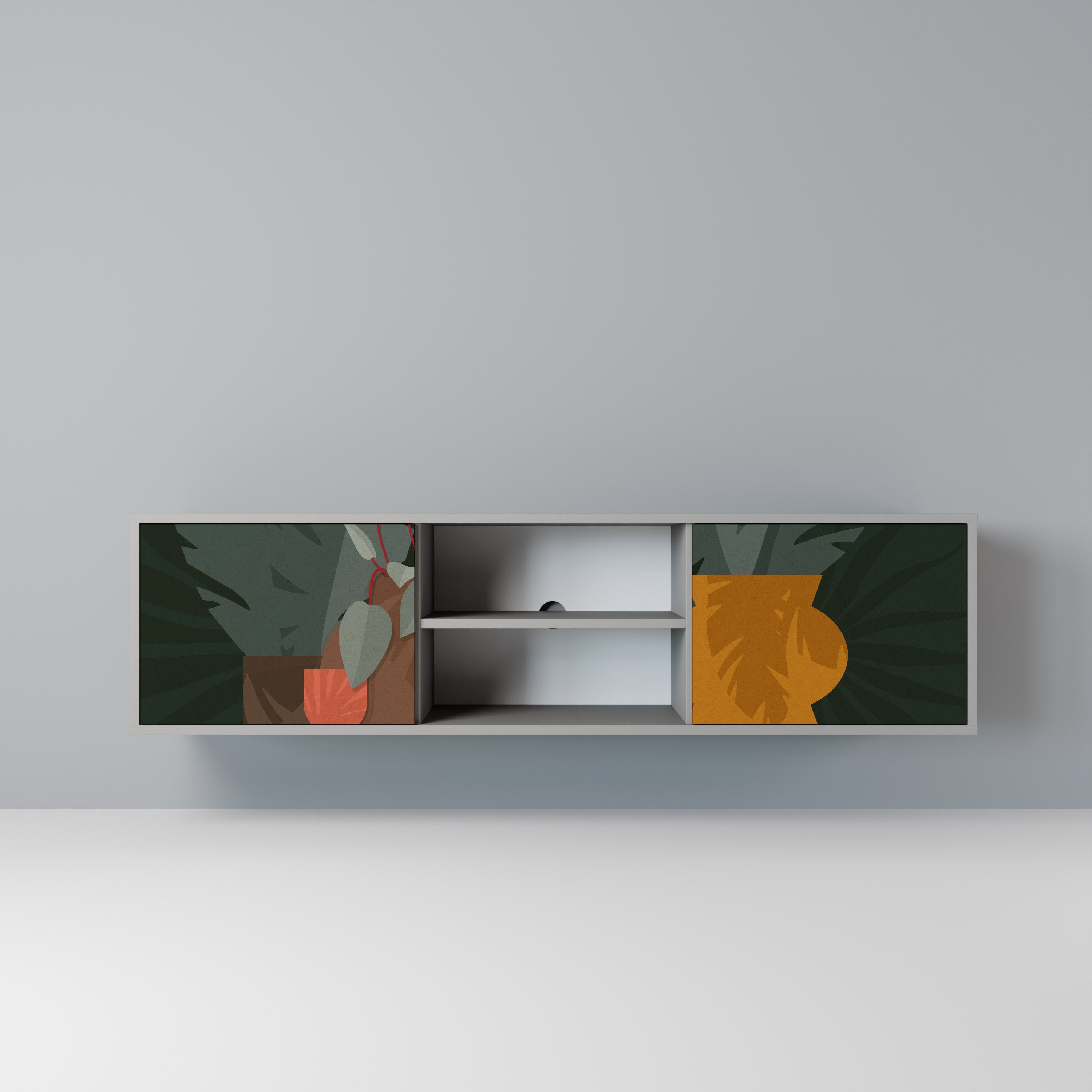 TROPICAL COMPOSITION Móvel de TV com 2 Portas em Acabamento Cinzento