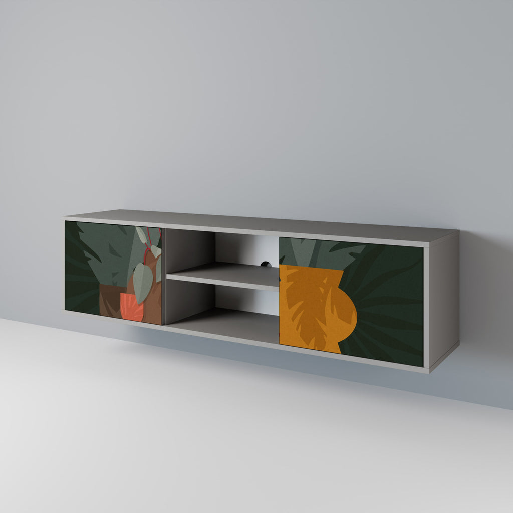 TROPICAL COMPOSITION Móvel de TV com 2 Portas em Acabamento Cinzento