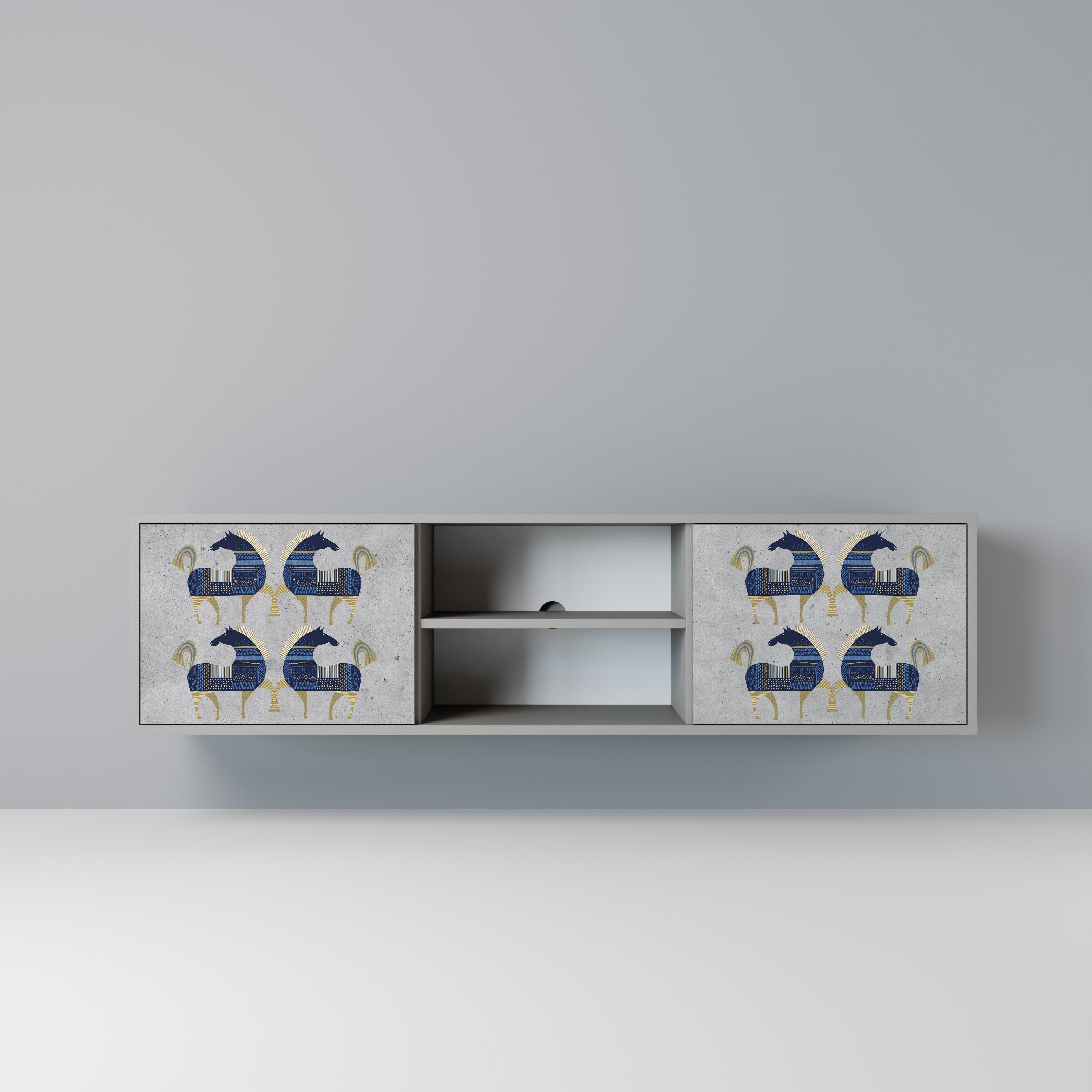 MAJESTIC STEED Móvel de TV com 2 Portas em Acabamento Cinzento