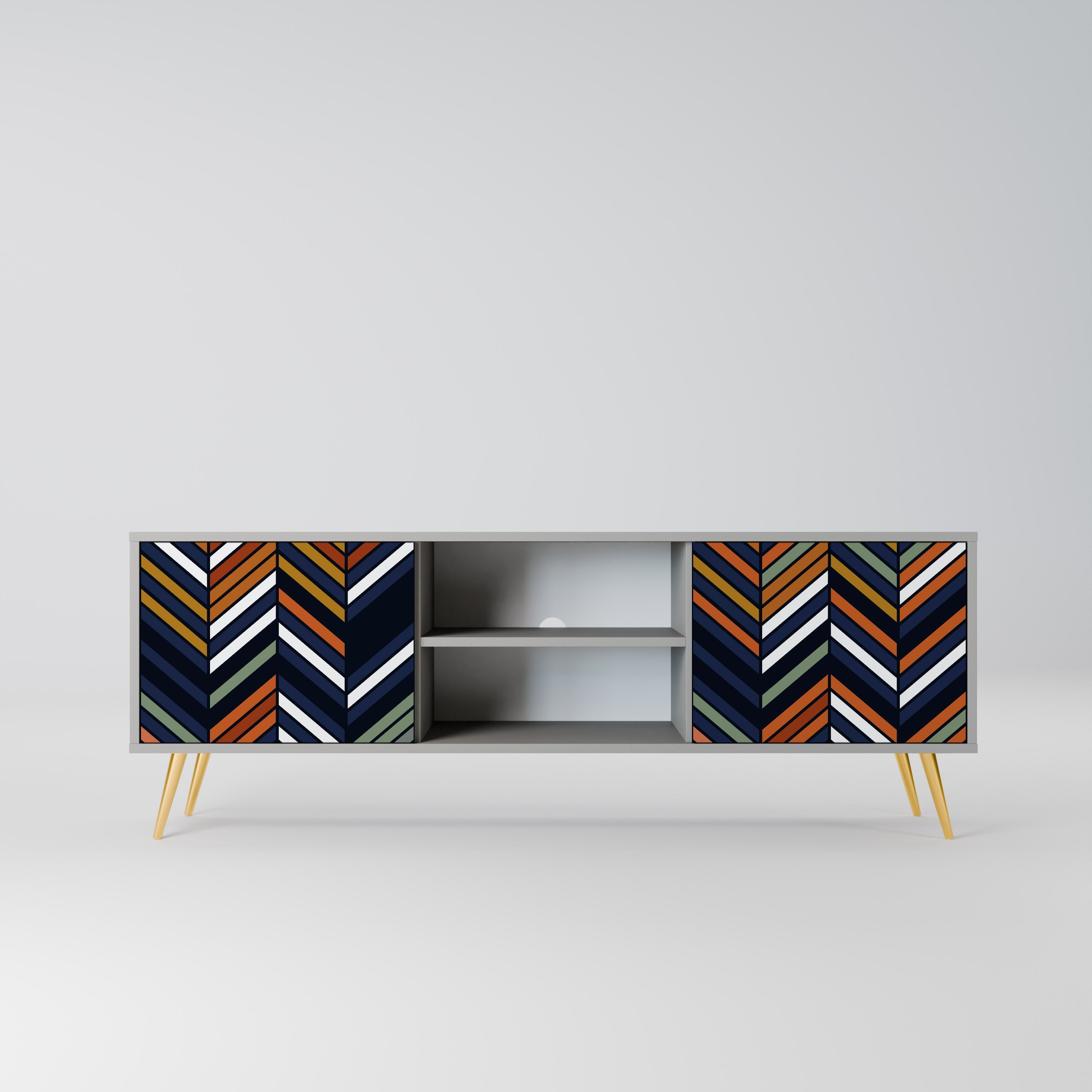 VIBRANT PATCHWORK Móvel de TV com 2 Portas em Acabamento Cinzento