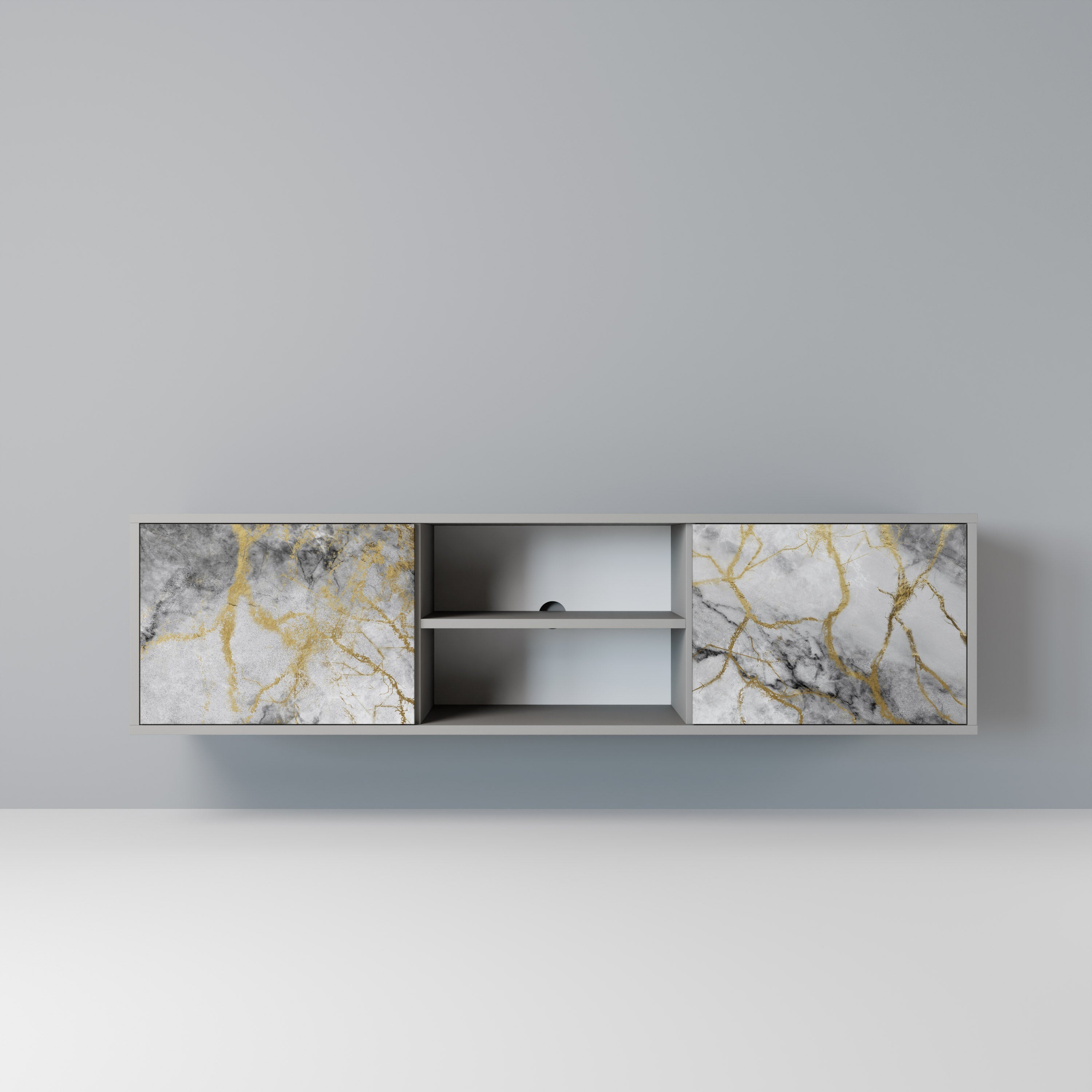 TIMELESS GLIDE Móvel de TV com 2 Portas em Acabamento Cinzento