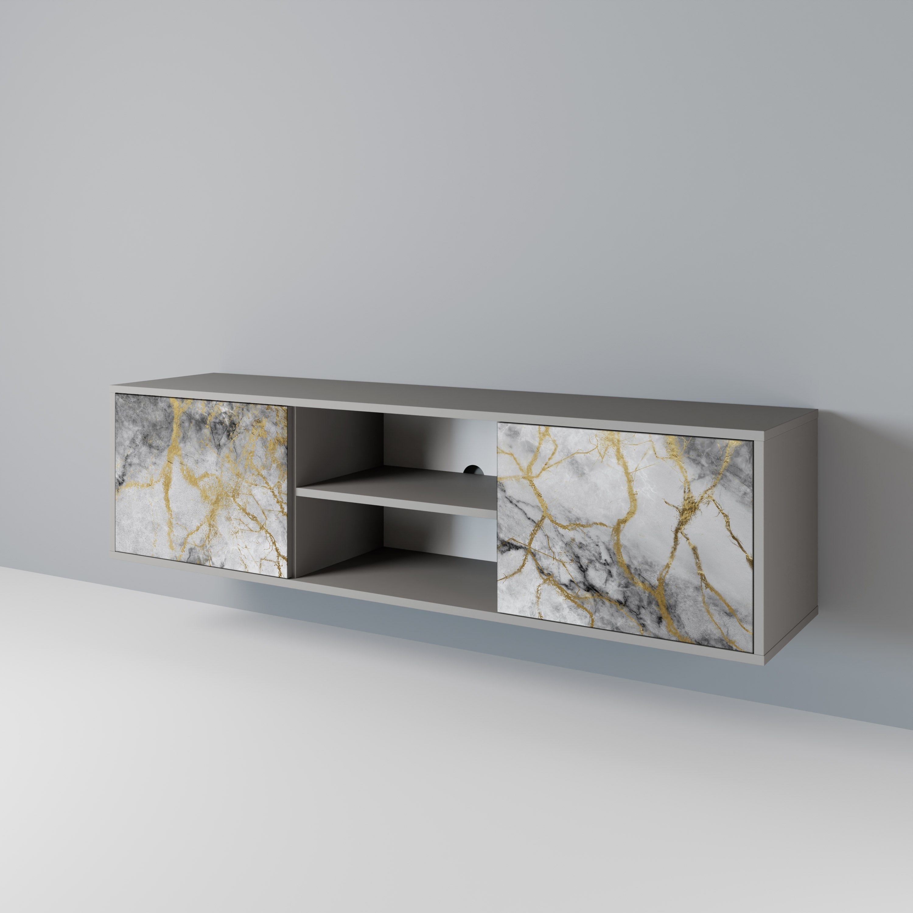 TIMELESS GLIDE Móvel de TV com 2 Portas em Acabamento Cinzento