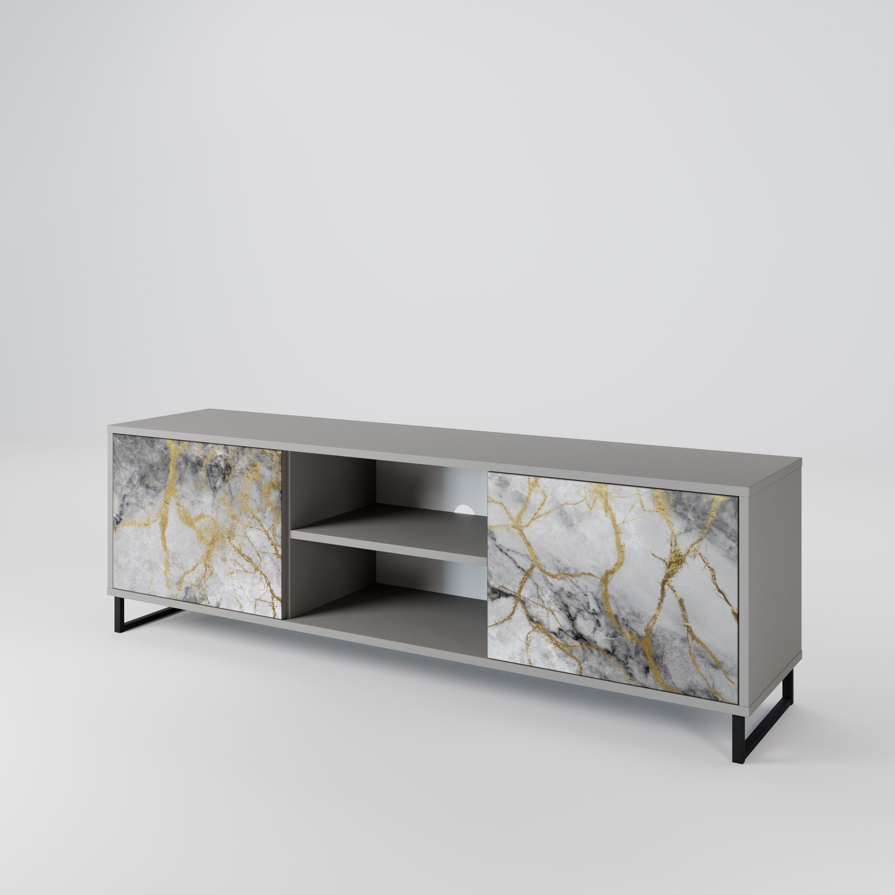 TIMELESS GLIDE Móvel de TV com 2 Portas em Acabamento Cinzento