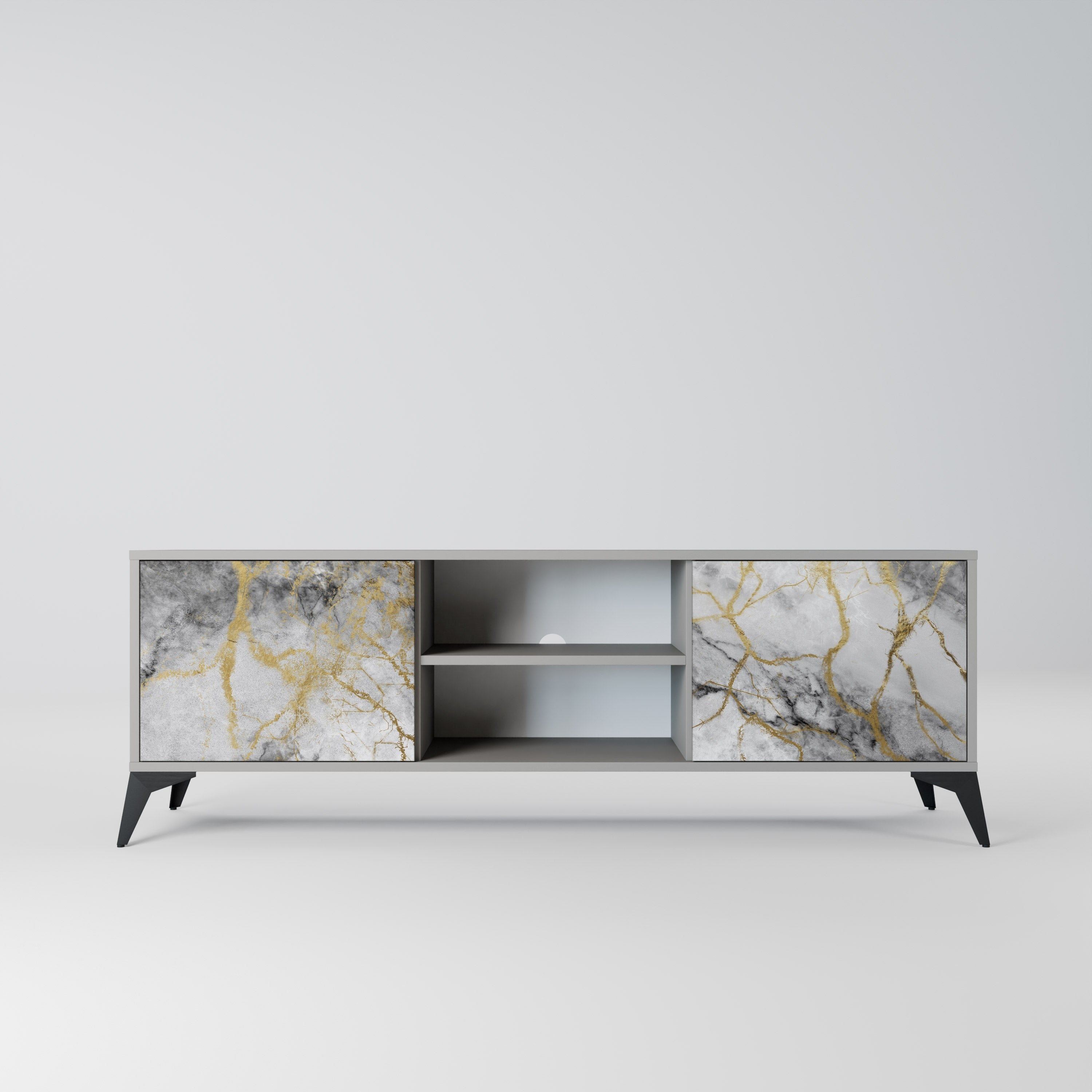TIMELESS GLIDE Móvel de TV com 2 Portas em Acabamento Cinzento