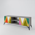 COLORFUL TRIANGLES Móvel de TV com 2 Portas em Acabamento Cinzento