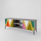 COLORFUL TRIANGLES Móvel de TV com 2 Portas em Acabamento Cinzento