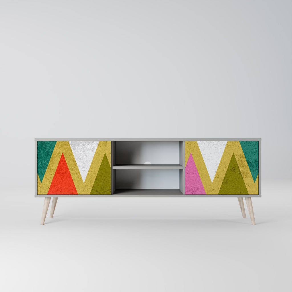 COLORFUL TRIANGLES Móvel de TV com 2 Portas em Acabamento Cinzento