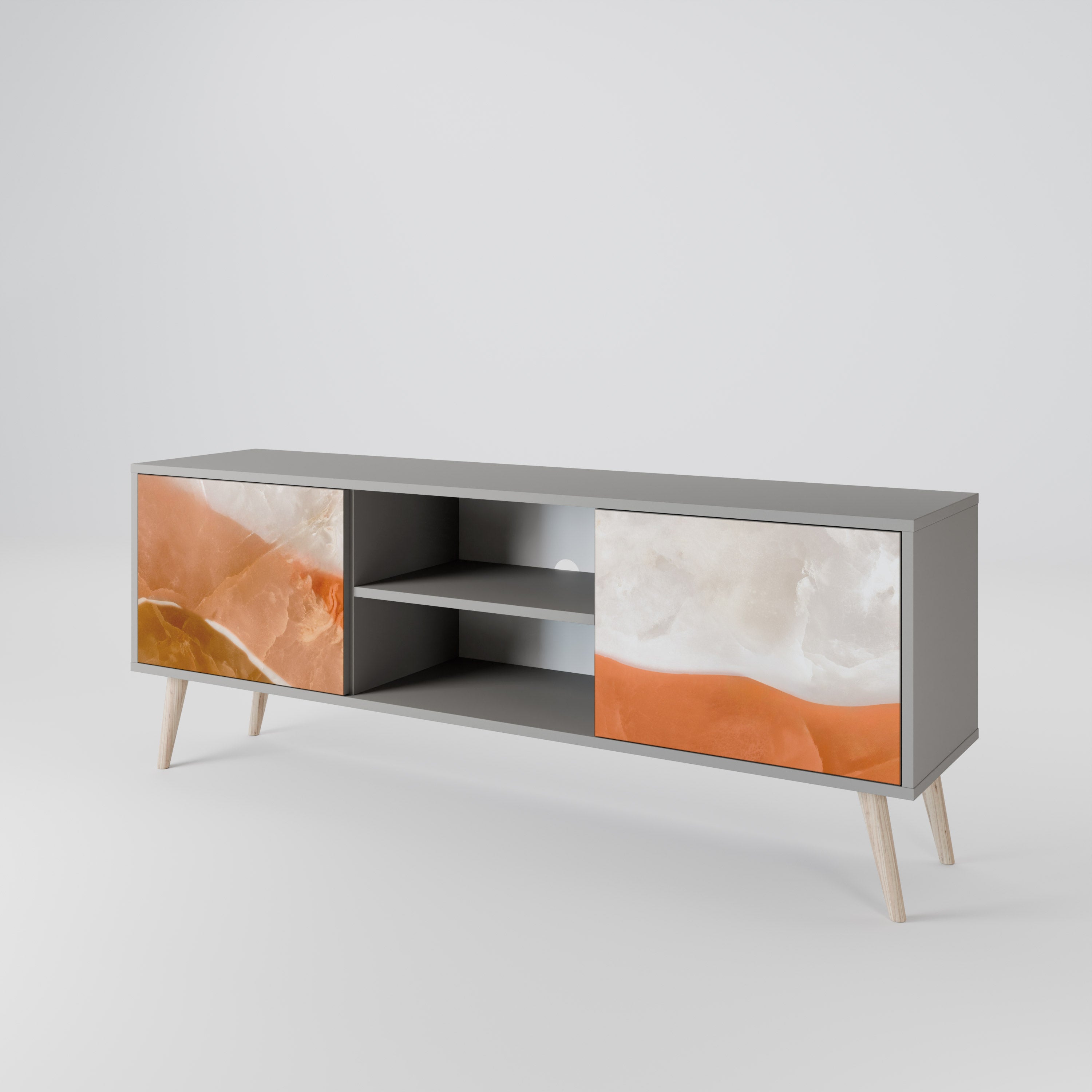 SANDHILLS SPLENDOUR Móvel de TV com 2 Portas em Acabamento Cinzento