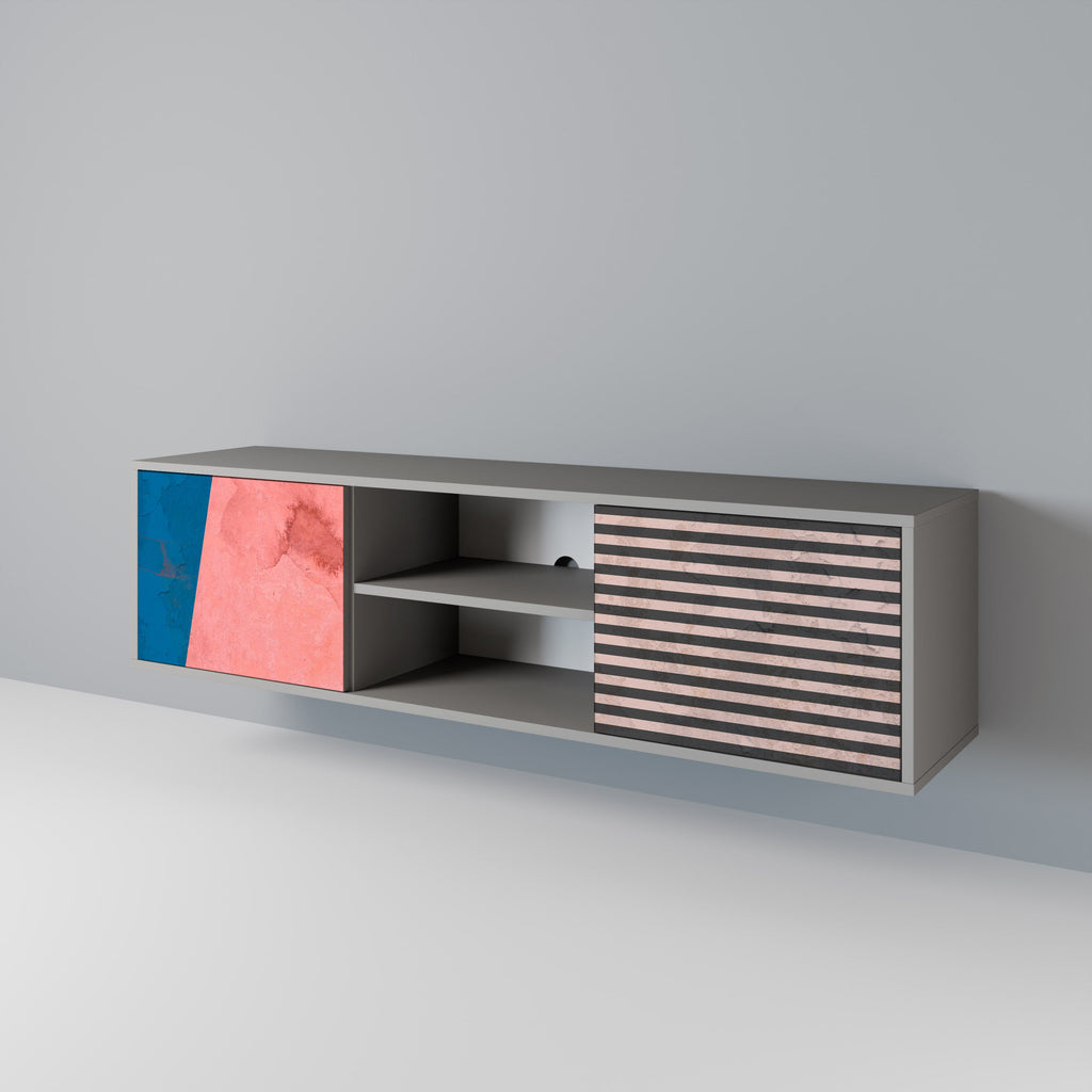 GLAMOROUS STRIPE Móvel de TV com 2 Portas em Acabamento Cinzento