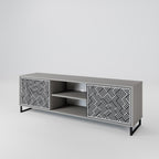 TEMPORARY SEQUENCE 2-Door TV Stand in Grey Finish