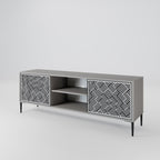 TEMPORARY SEQUENCE 2-Door TV Stand in Grey Finish