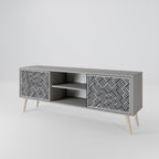 TEMPORARY SEQUENCE 2-Door TV Stand in Grey Finish