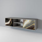 GOLD DUST Móvel de TV com 2 Portas em Acabamento Cinzento