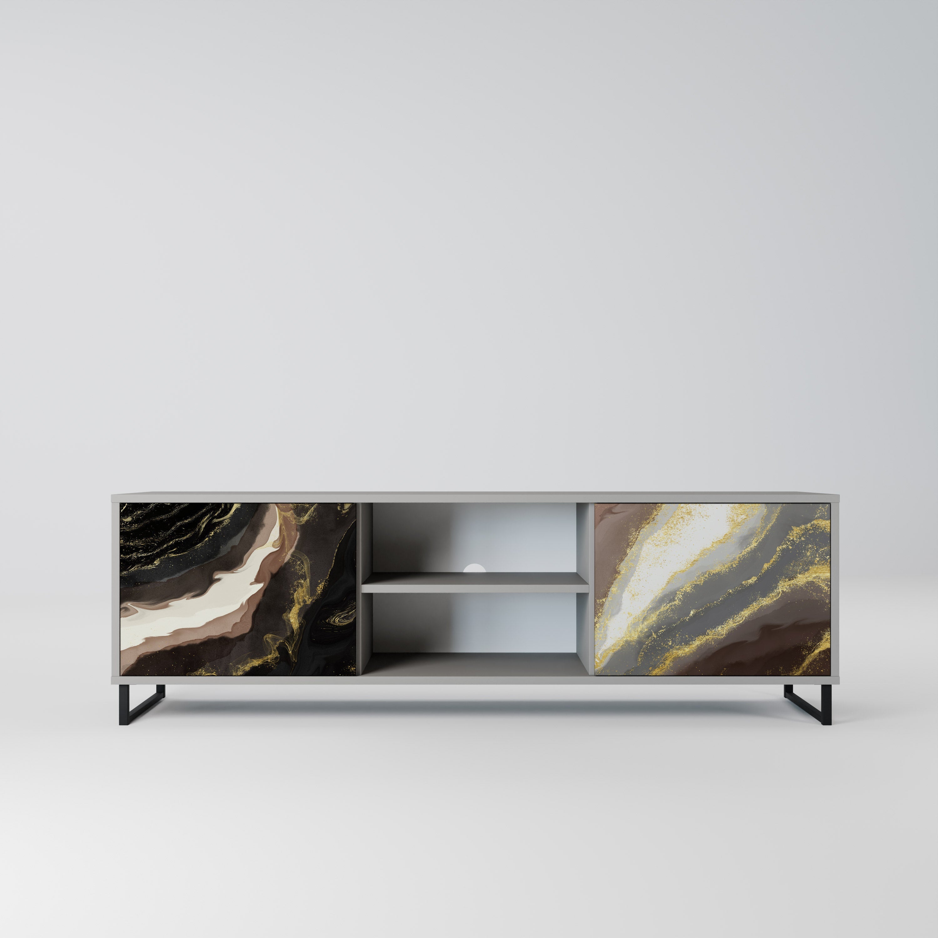 GOLD DUST Móvel de TV com 2 Portas em Acabamento Cinzento