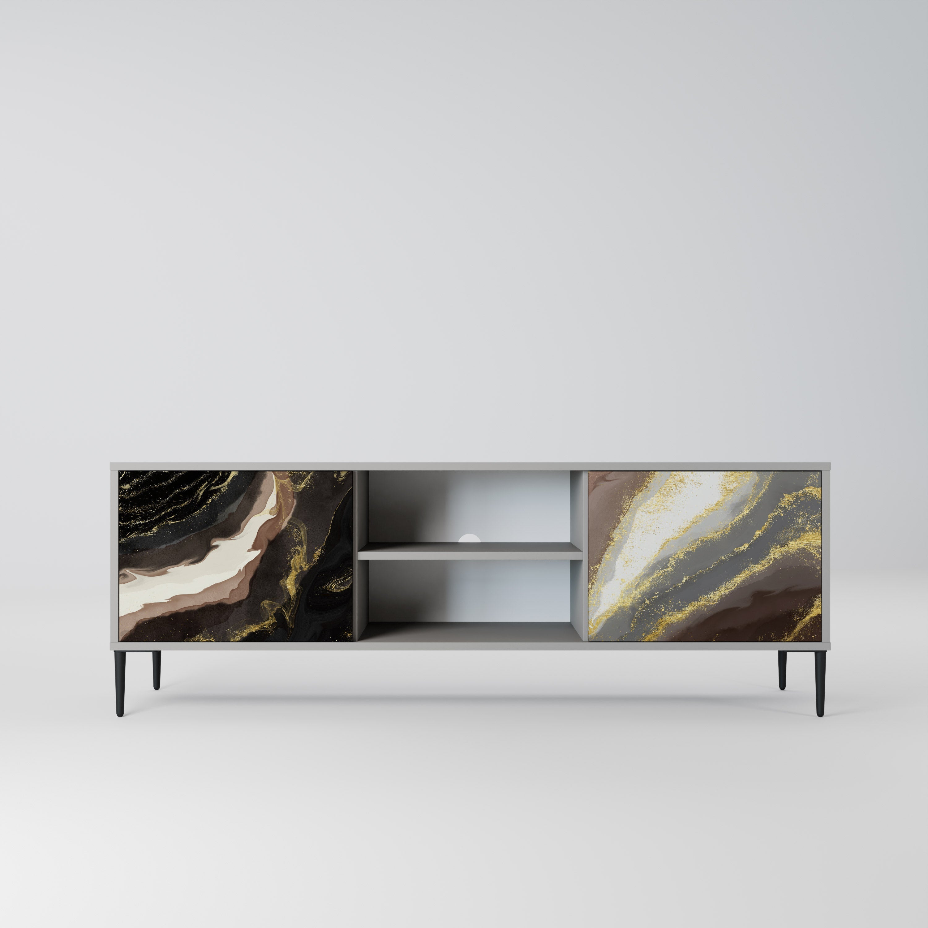 GOLD DUST Móvel de TV com 2 Portas em Acabamento Cinzento